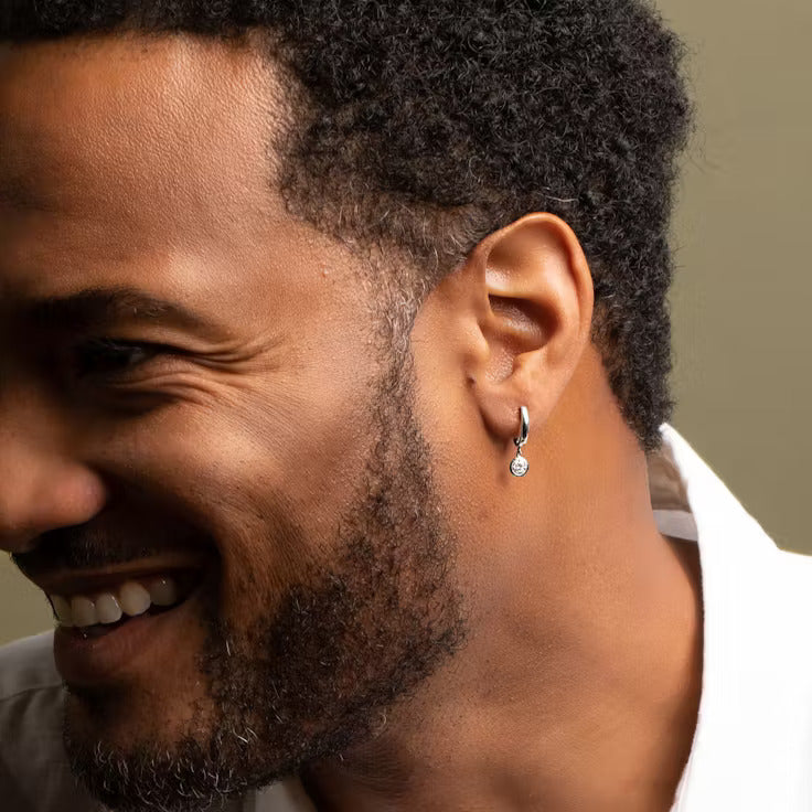 Knife-Edge Bezel Drop Huggie Hoop