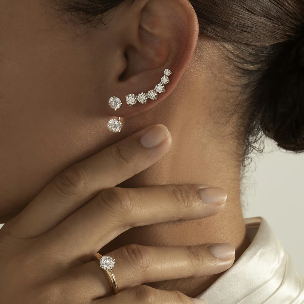 2.00ct Lab Grown Diamond Solitaire Stud & Drop Ear Jacket |IGI Certified