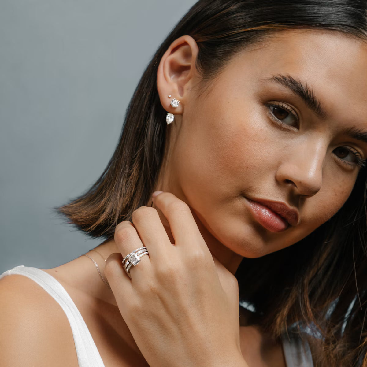 2.00ct Lab Grown Diamond Solitaire Stud & Drop Ear Jacket |IGI Certified