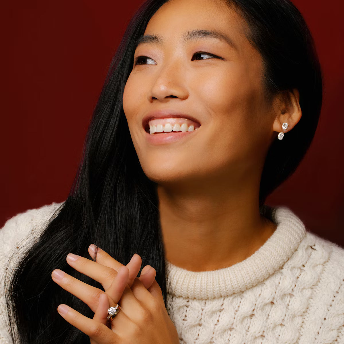 2.00ct Lab Grown Diamond Solitaire Stud & Drop Ear Jacket |IGI Certified