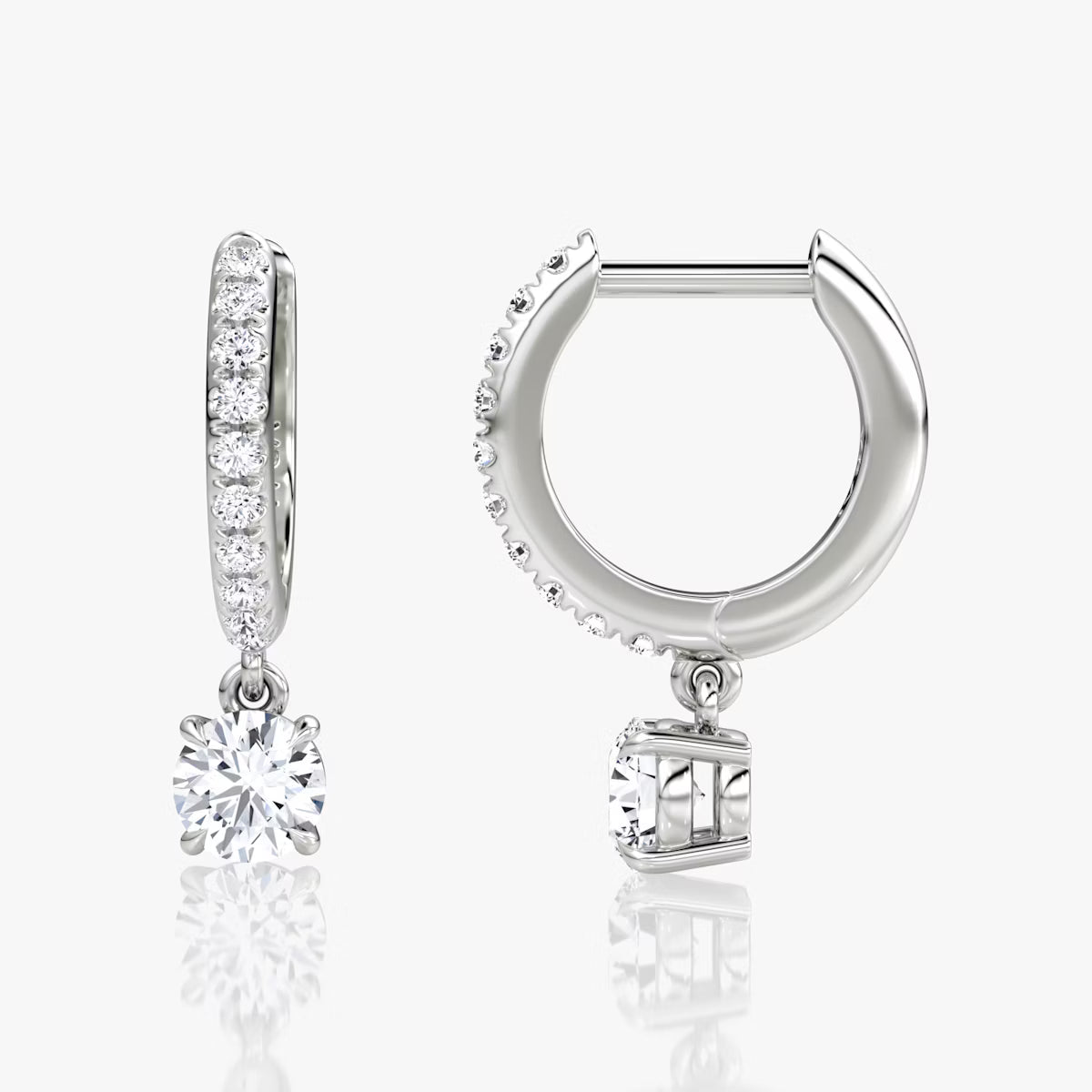 0.5tcw-1.16tcw Lab Grown Diamond Solitaire Drop Huggie Hoop Earrings | IGI Certified