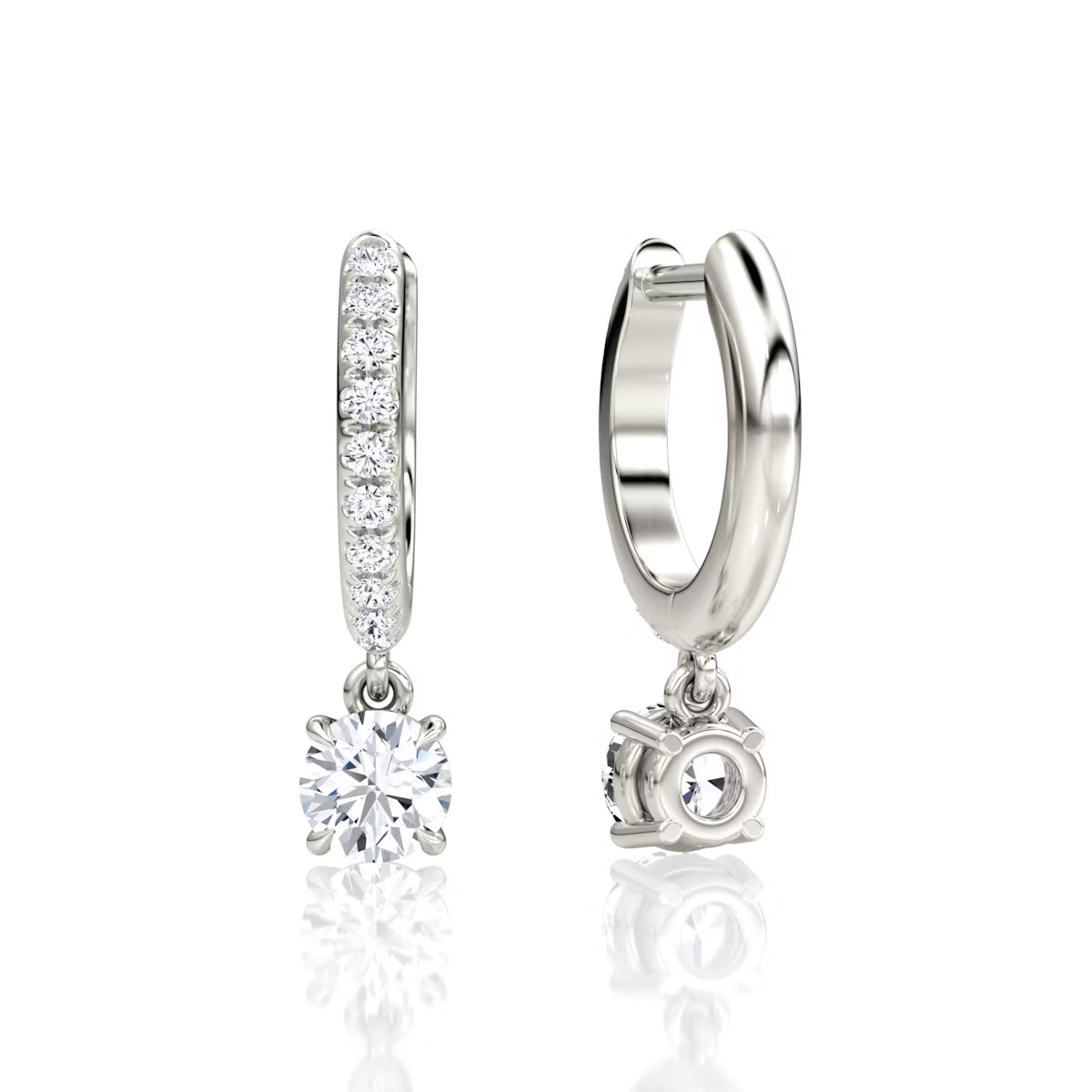 0.5tcw-1.16tcw Lab Grown Diamond Solitaire Drop Huggie Hoop Earrings | IGI Certified