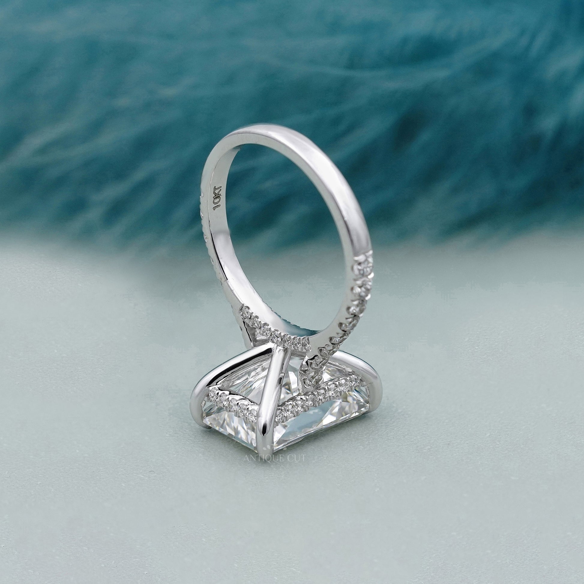 Radiant Cut 5.70tcw Lab Grown Diamond Engagement Ring | Hidden Halo & Pave | IGI Certified