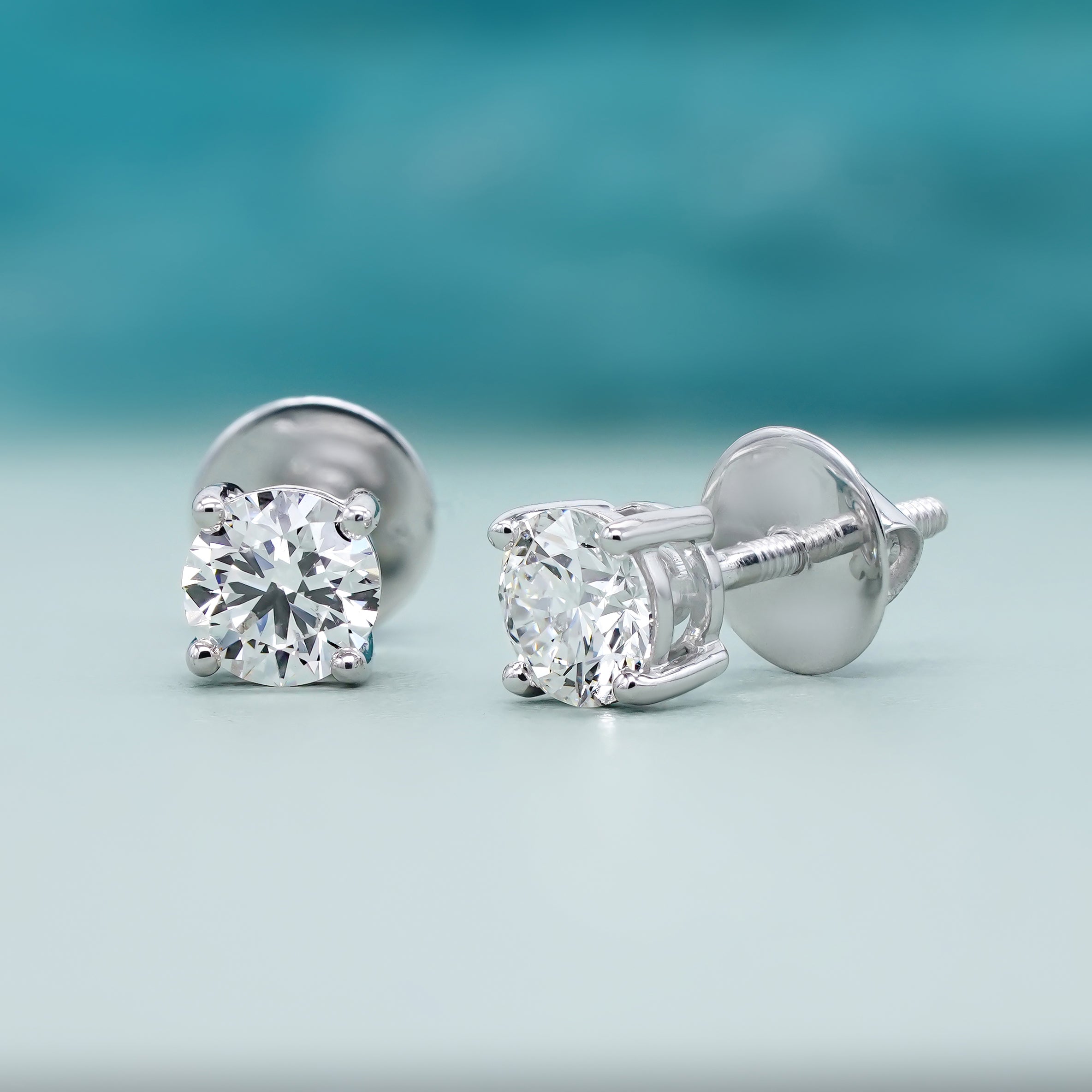 1.00tcw Round Lab Grown Diamond Stud Earrings | White Gold | D-E-F Color, VVS-VS Clarity | IGI Certified | Everyday Luxury Earrings