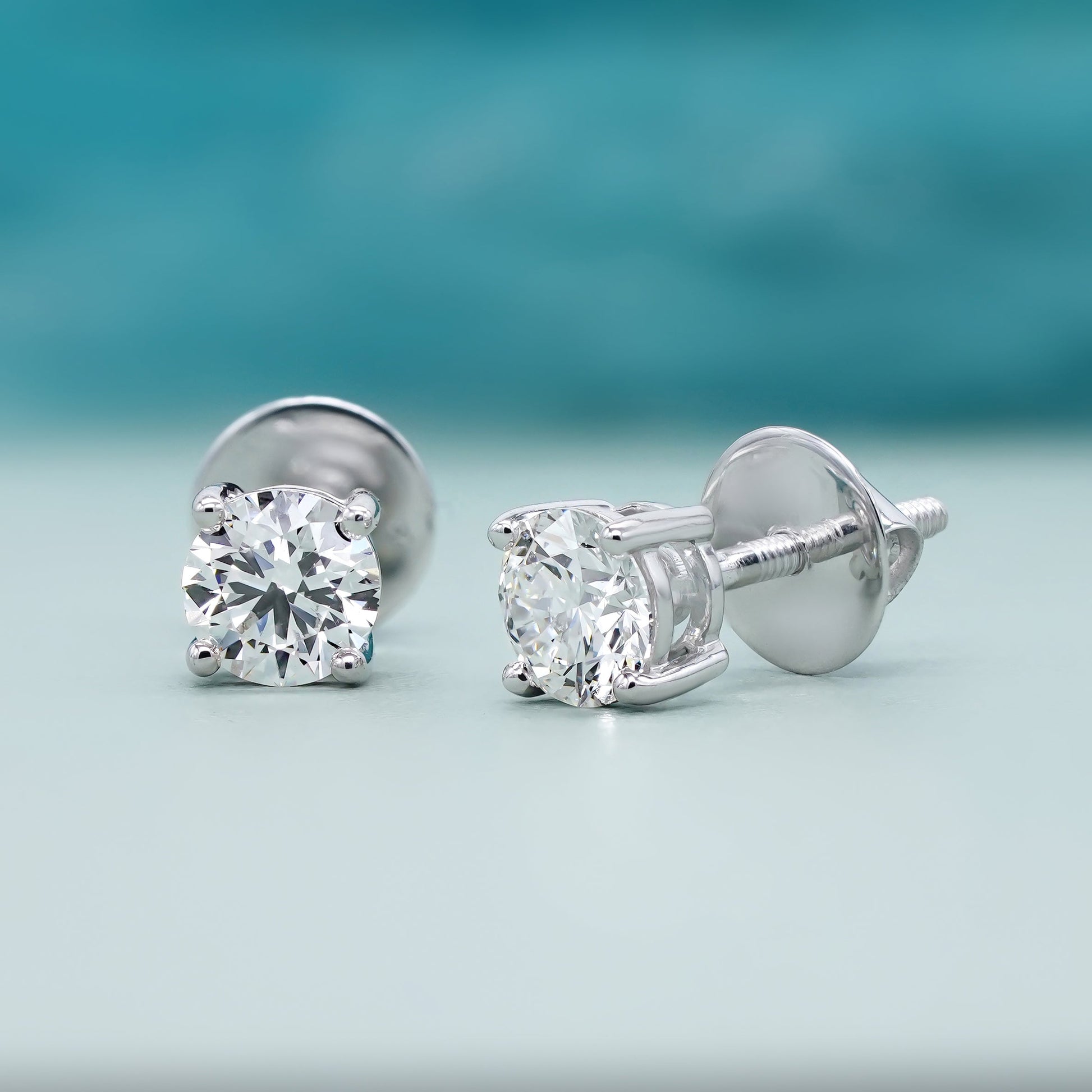 1.00tcw Round Lab Grown Diamond Stud Earrings | White Gold | D-E-F Color, VVS-VS Clarity | IGI Certified | Everyday Luxury Earrings