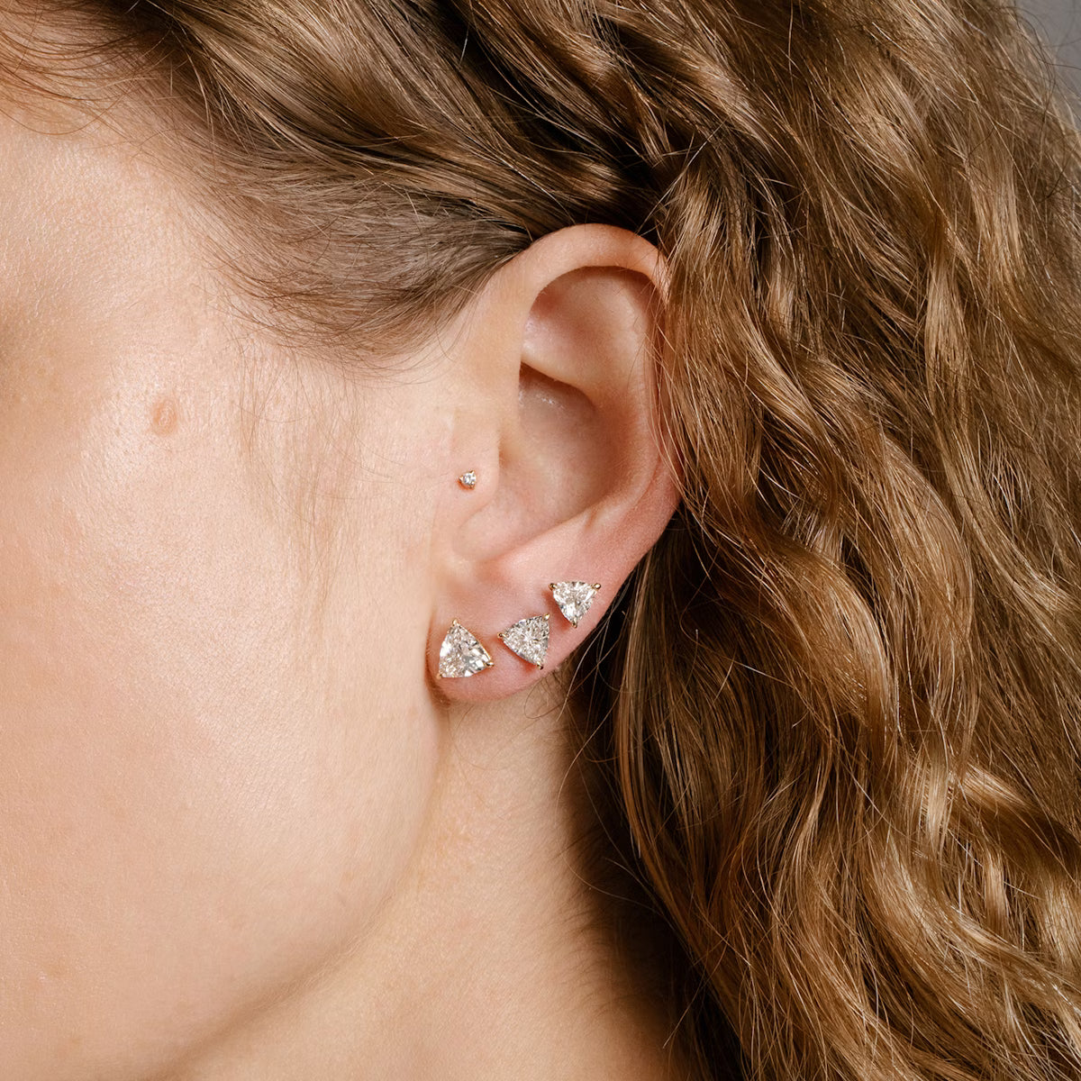 0.25–2ct Trillion Lab Grown Diamond Solitaire Stud Earrings | IGI Certified