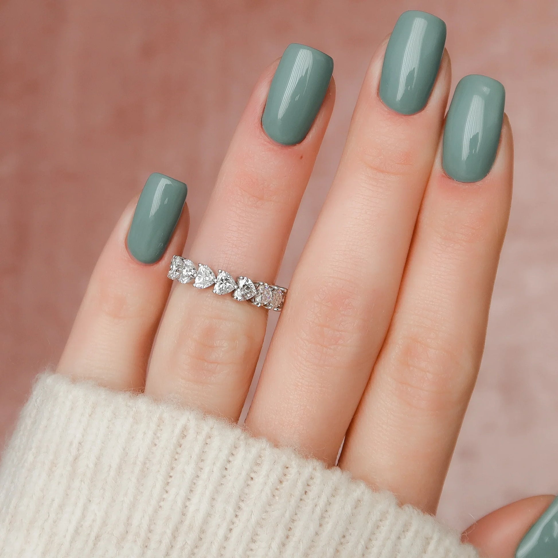 Heart Lab Grown Diamond Shared Prong Eternity Band, EF Color, VS Clarity, IGI Certified Ring