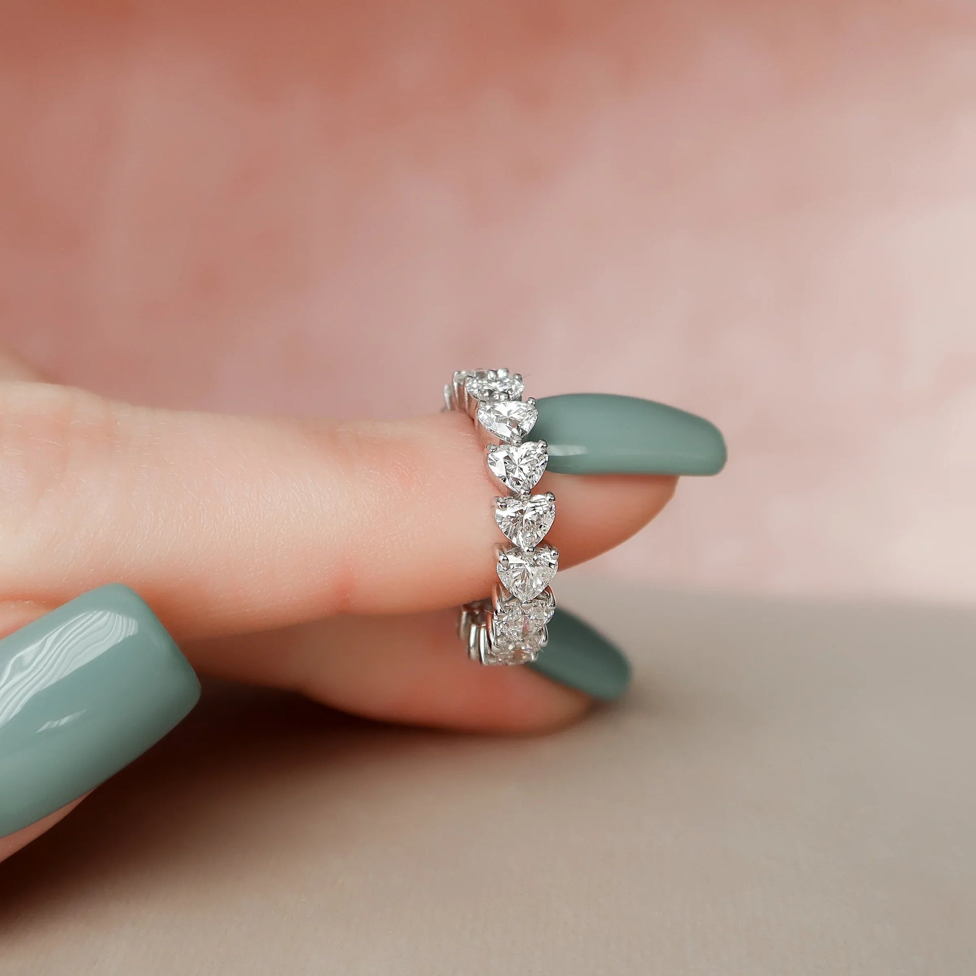 Heart Lab Grown Diamond Shared Prong Eternity Band, EF Color, VS Clarity, IGI Certified Ring