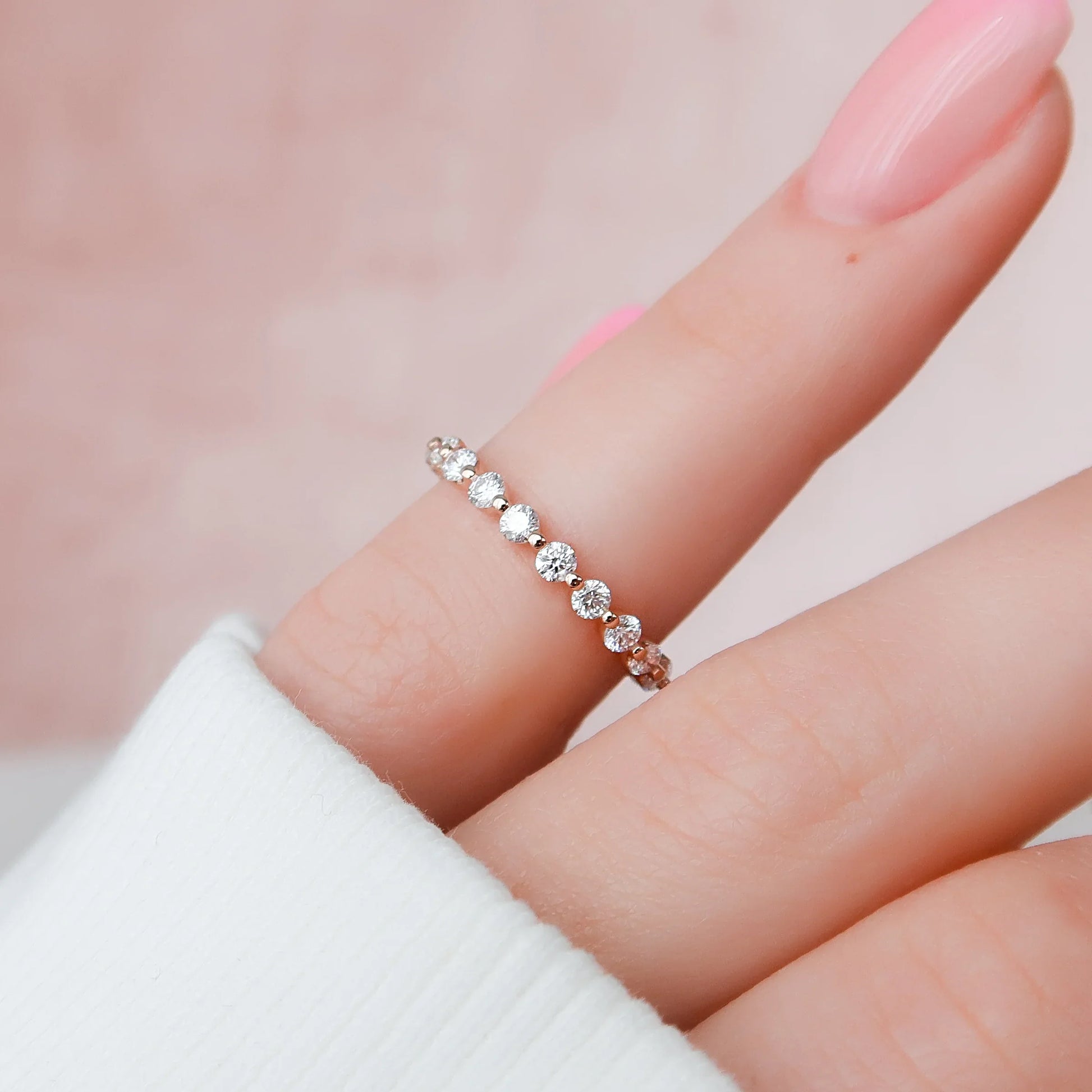 Round Lab Grown Diamond Shared Prong Eternity Band, EF Color, VS Clarity, IGI Certified Ring