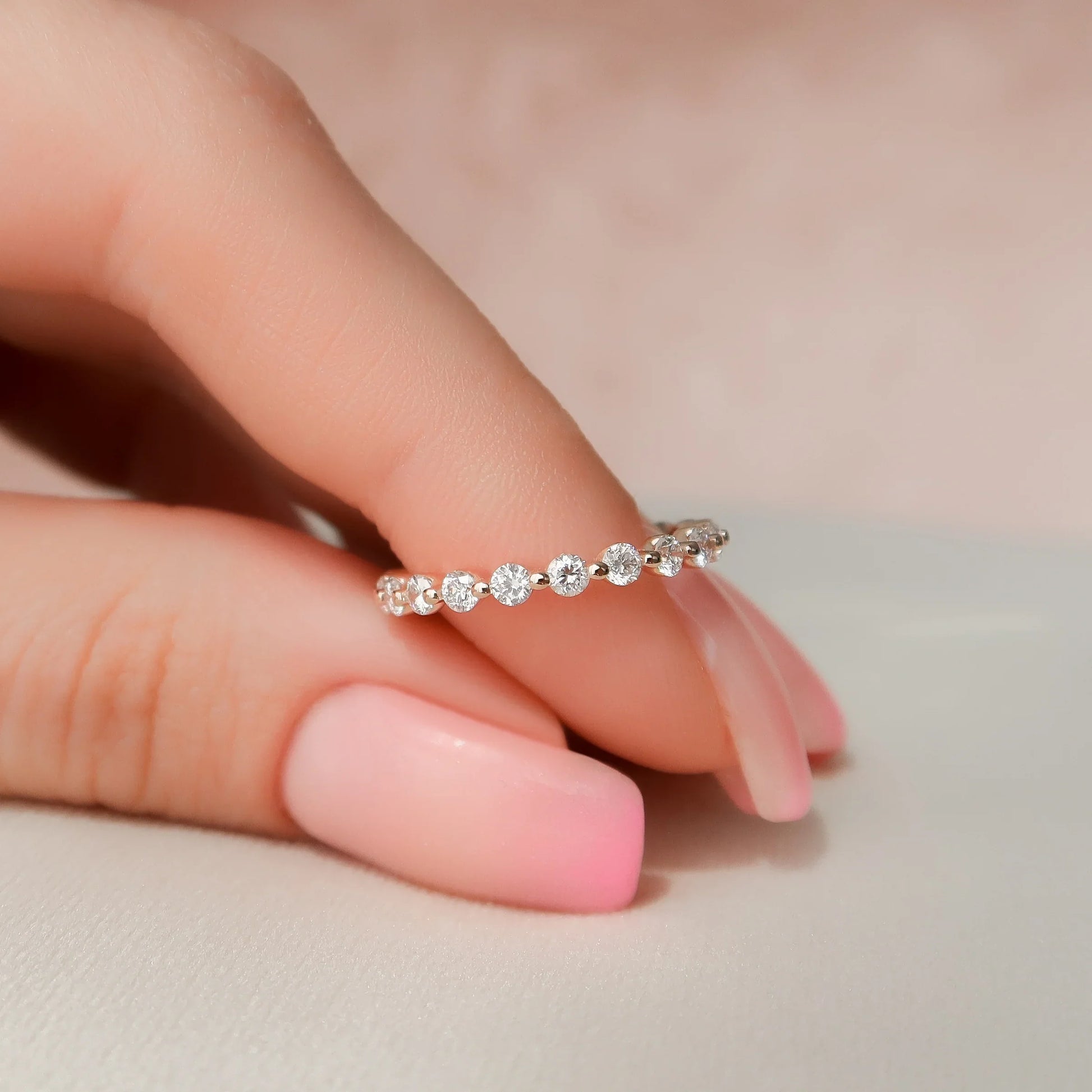 Round Lab Grown Diamond Shared Prong Eternity Band, EF Color, VS Clarity, IGI Certified Ring