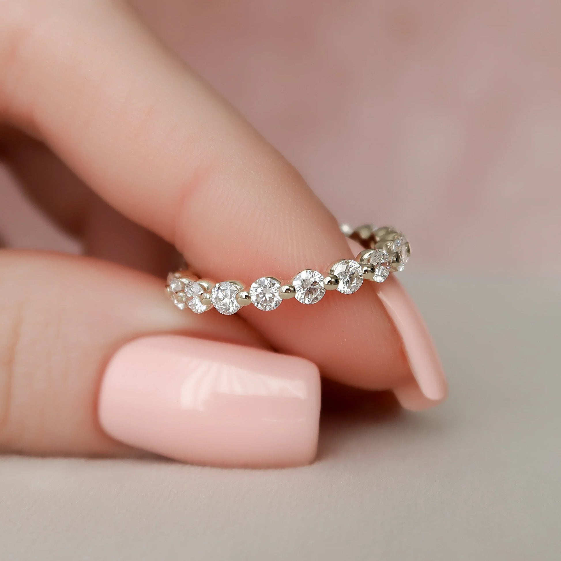 Round Lab Grown Diamond Shared Prong Eternity Band, EF Color, VS Clarity, IGI Certified Ring