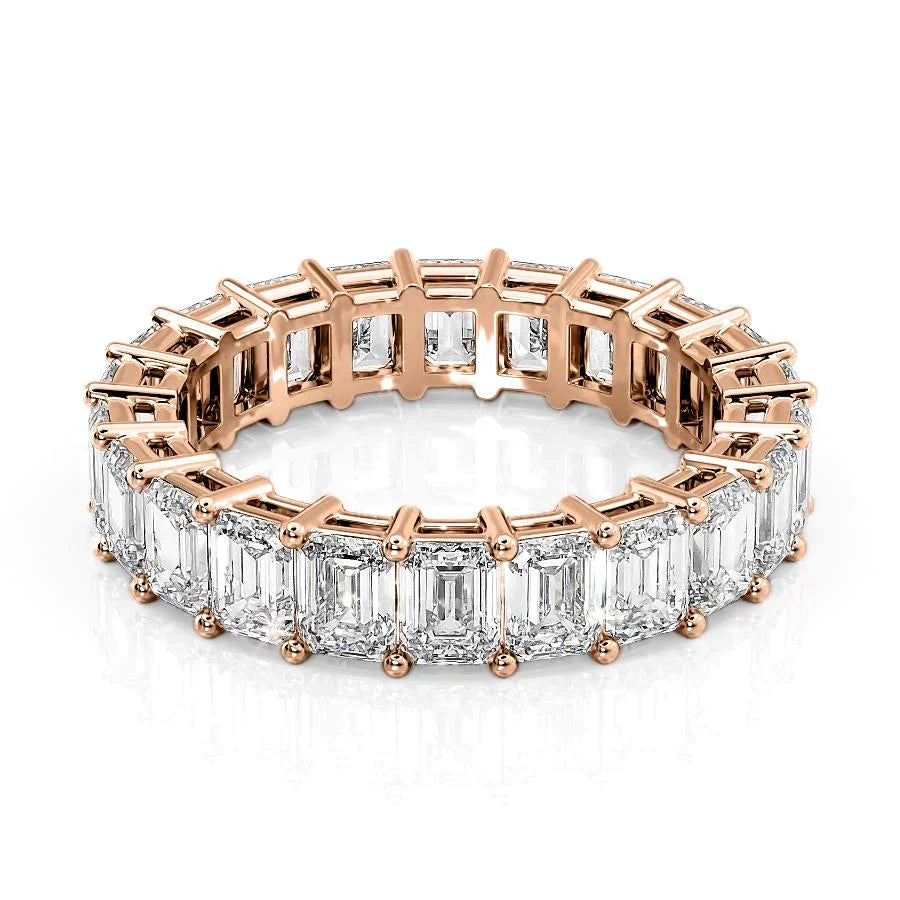 Emerald Lab Grown Diamond Eternity Band , EF Color , VS Clarity , IGI Certificate