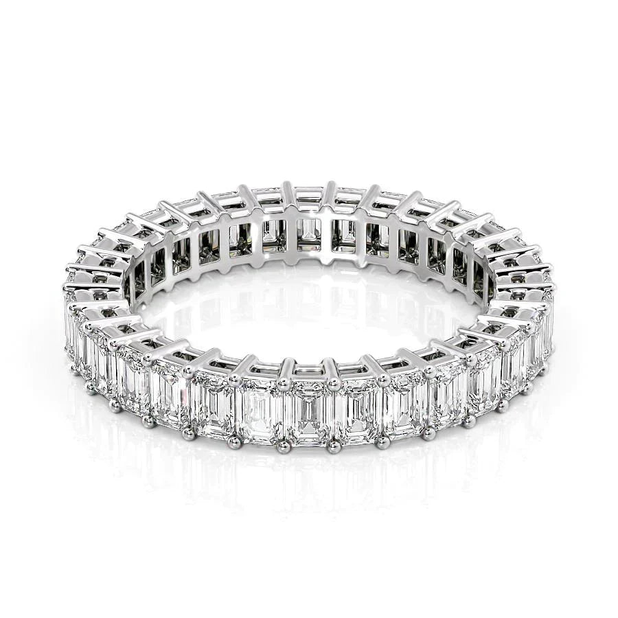 Emerald Lab Grown Diamond Eternity Band , EF Color , VS Clarity , IGI Certificate