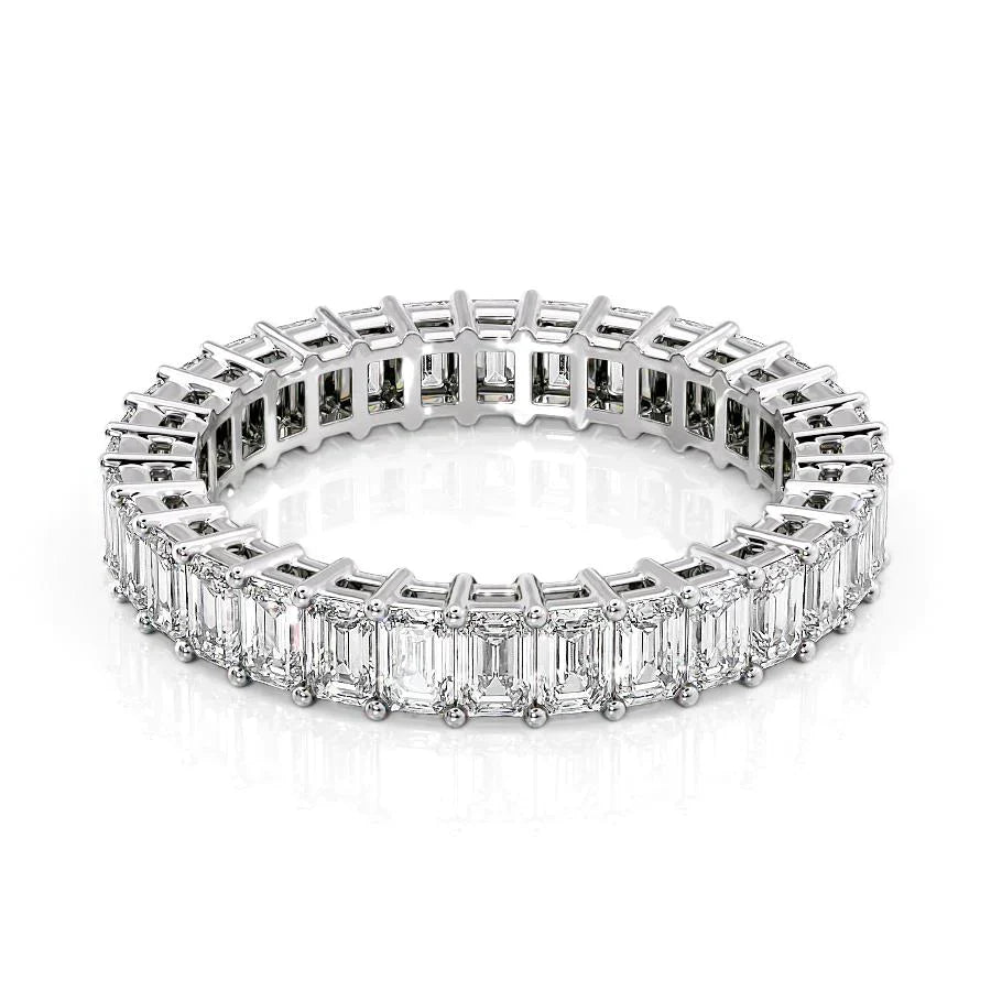 Emerald Lab Grown Diamond Eternity Band , EF Color , VS Clarity , IGI Certificate