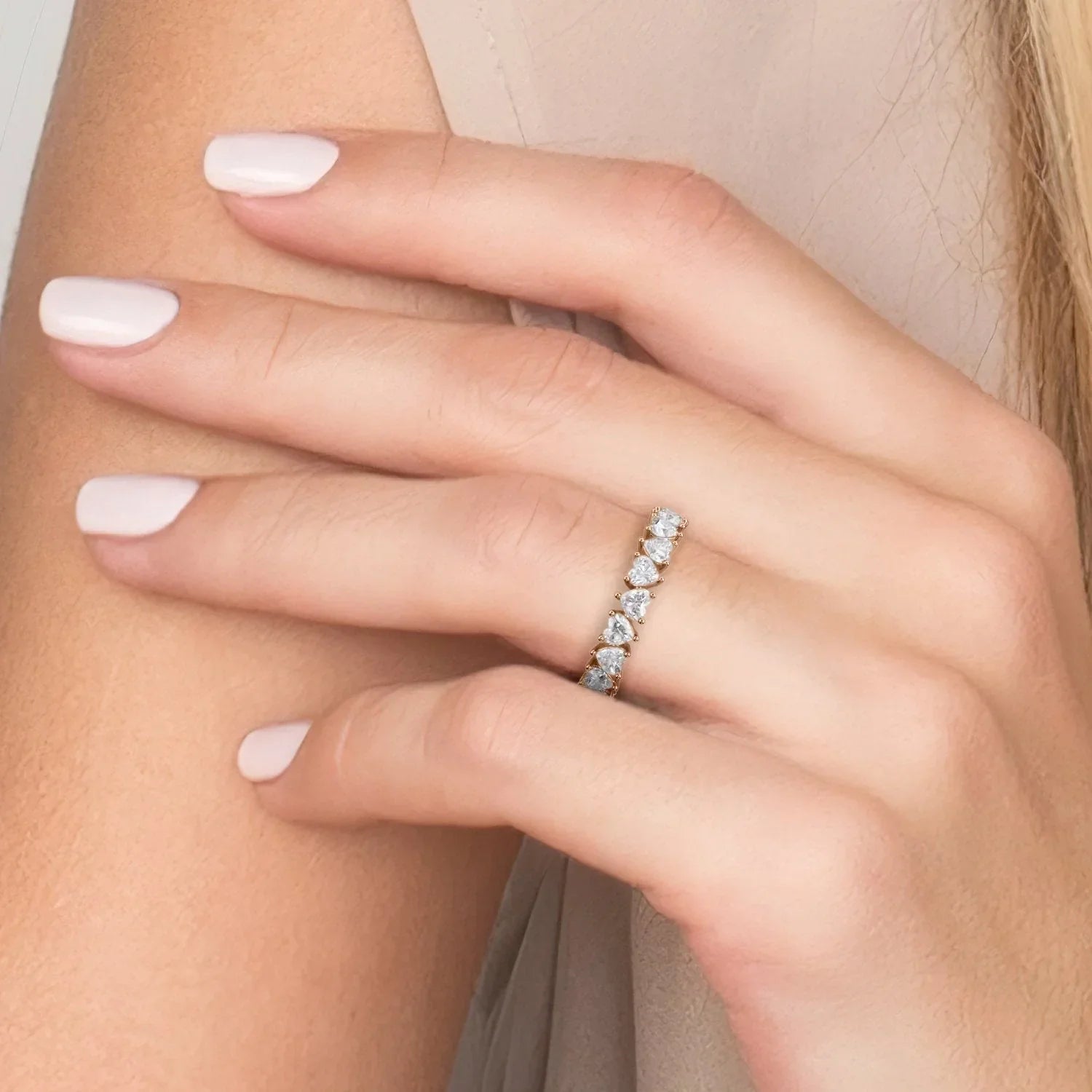 Heart Lab Grown Diamond Eternity Band, EF Color, VS Clarity, IGI Certified Ring