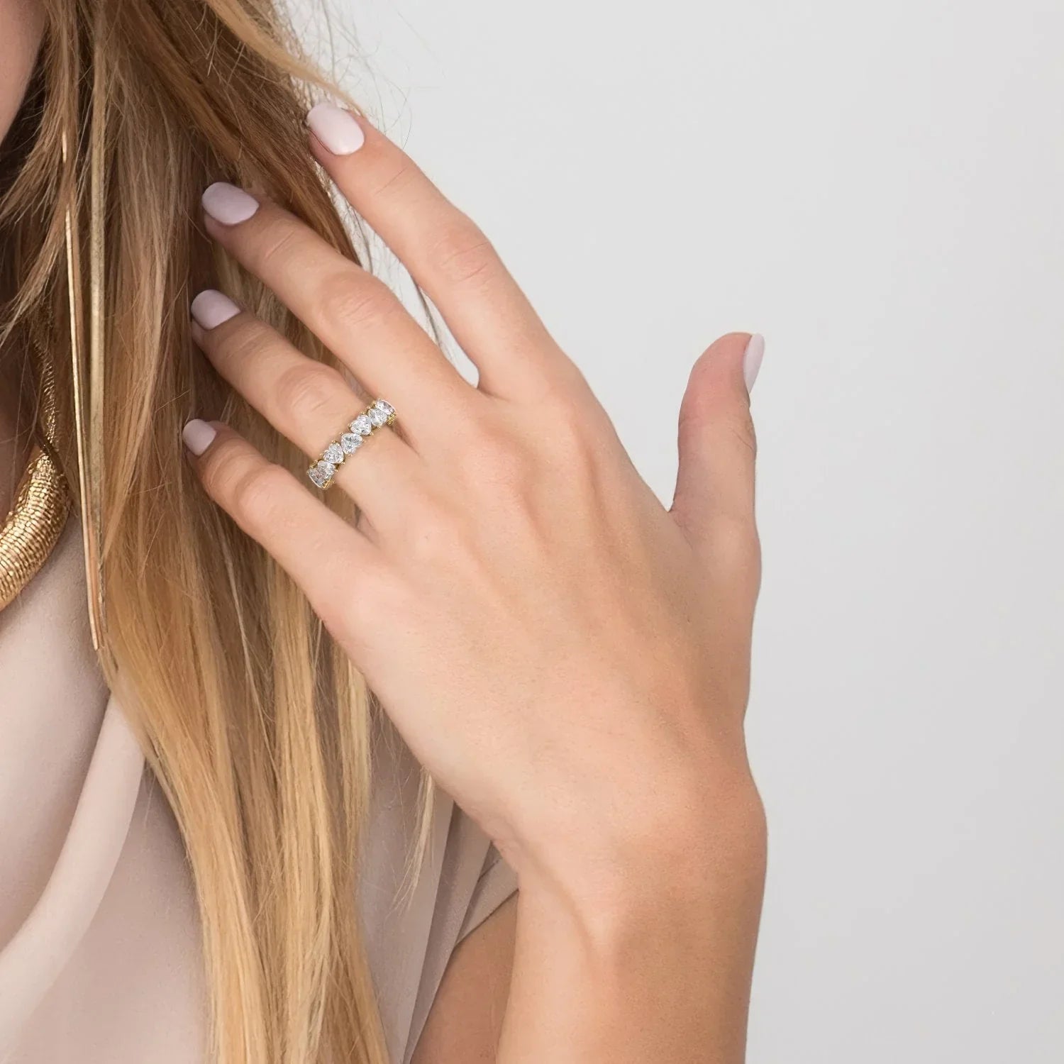 Heart Lab Grown Diamond Eternity Band, EF Color, VS Clarity, IGI Certified Ring