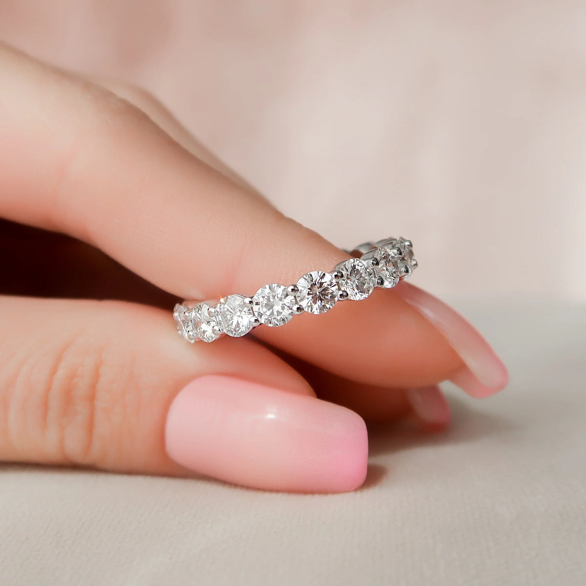 Round Lab Grown Diamond Classic look Eternity Band, EF Color, VS Clarity, IGI Certified Ring