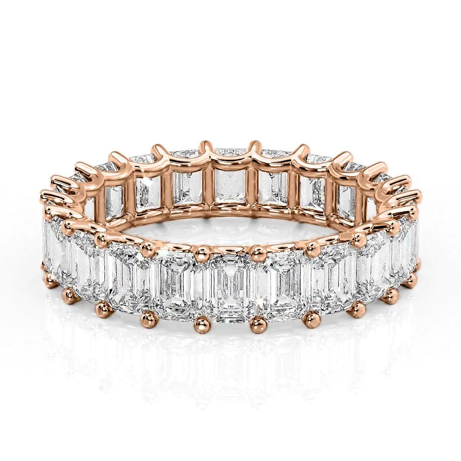 Rose :: Oramara 5.5ct emerald u prong lab grown diamond eternity ring IGI certified rose gold ultra luxury band