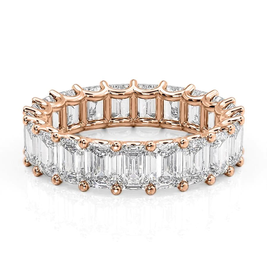 Rose :: Oramara 6ct emerald u prong lab grown diamond eternity ring IGI certified rose gold ultra luxury band