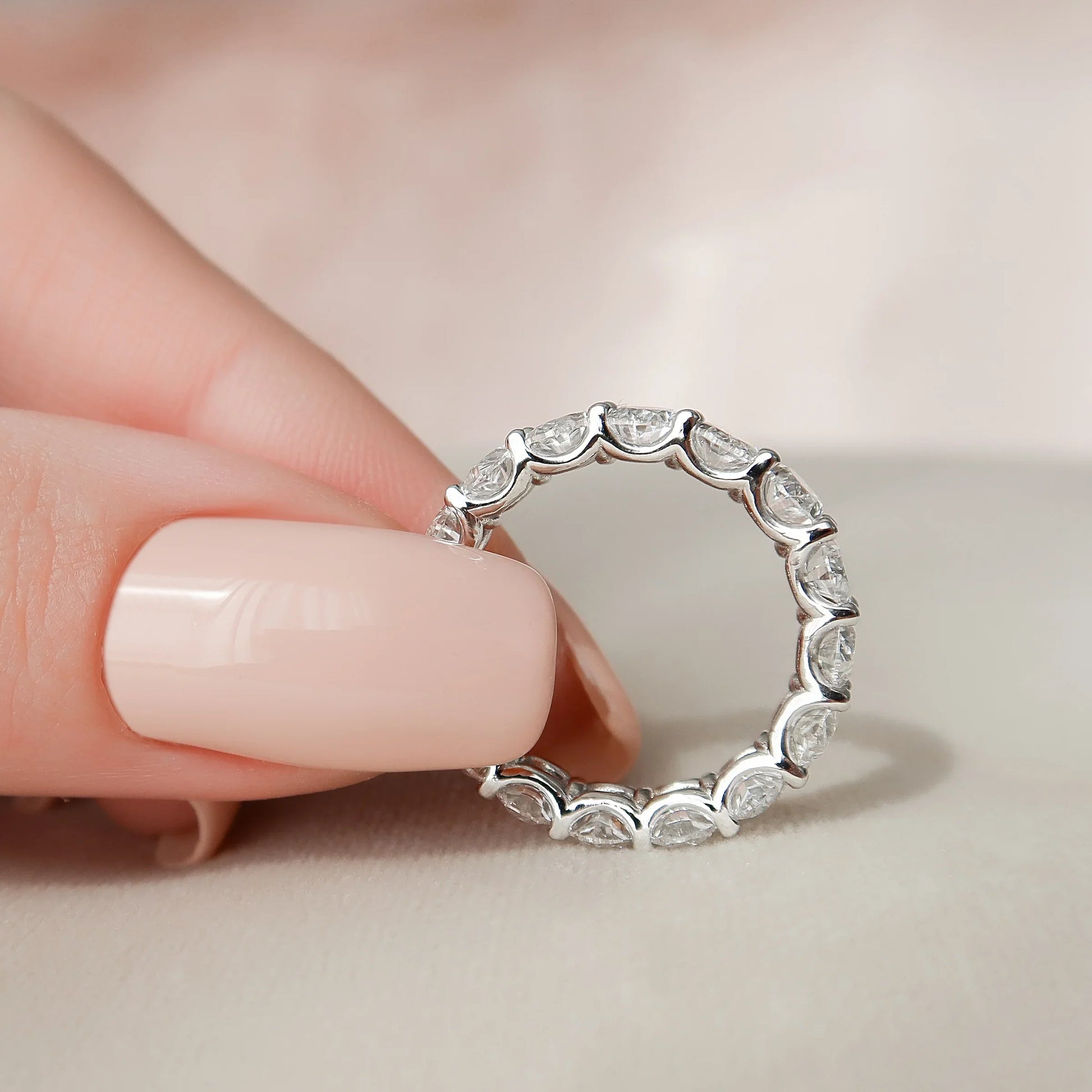 Oval Lab Grown Diamond U Prong Eternity Band, EF Color, VS Clarity, IGI Certified Ring