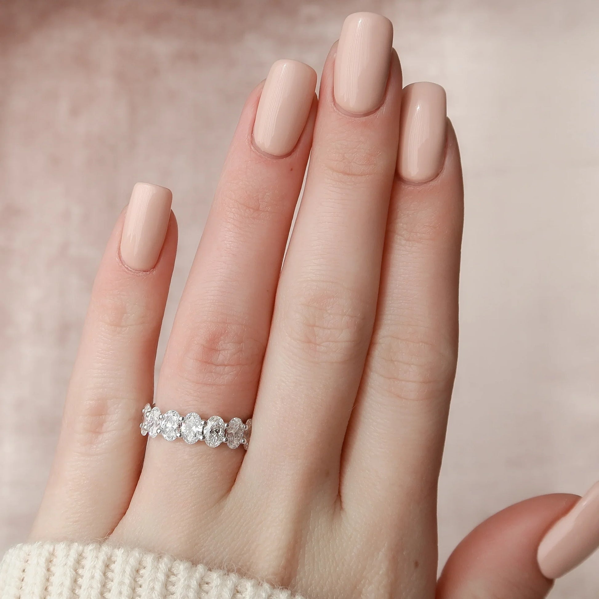 Oval Lab Grown Diamond U Prong Eternity Band, EF Color, VS Clarity, IGI Certified Ring