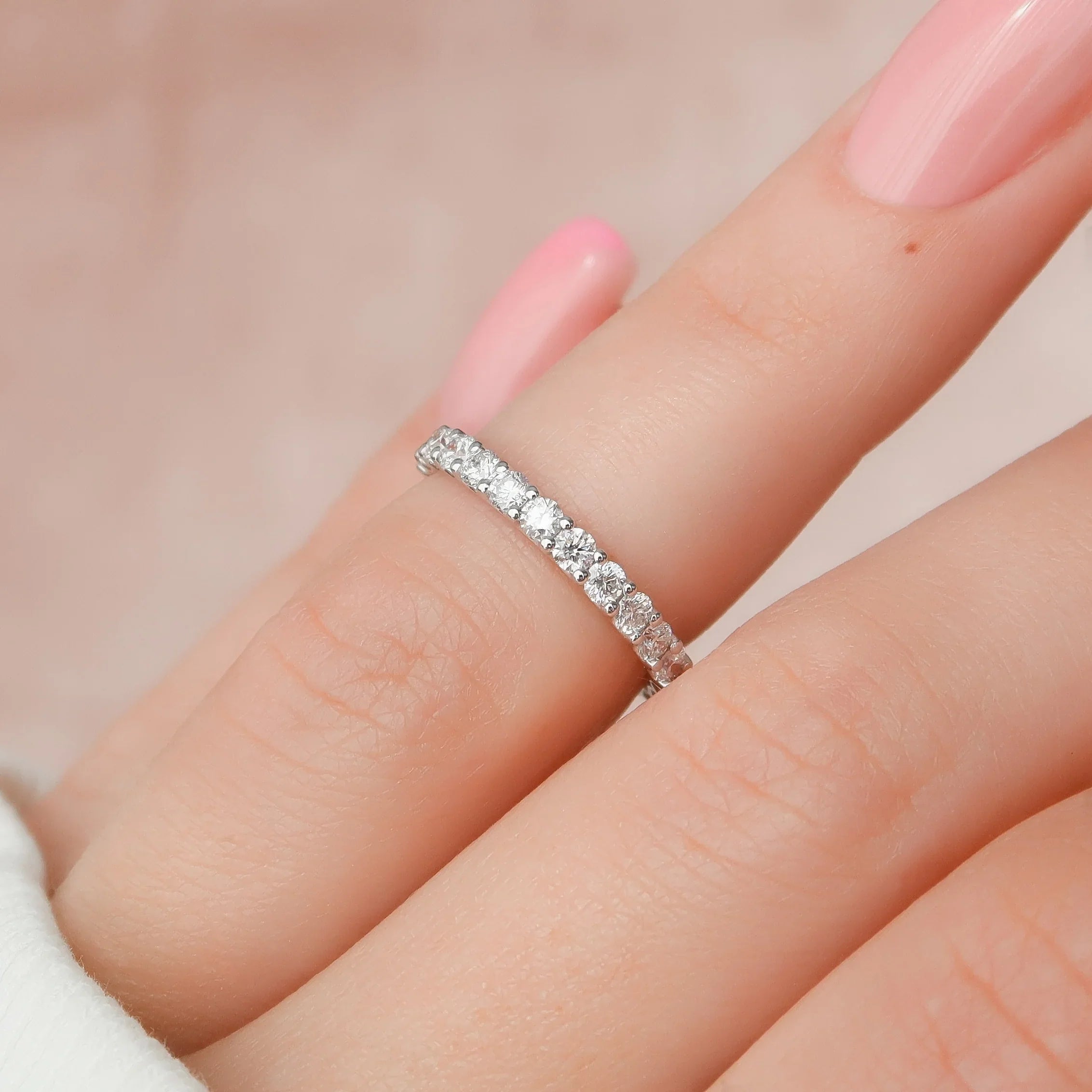 Round Lab Grown Diamond U Prong Eternity Band, EF Color, VS Clarity, IGI Certified Ring