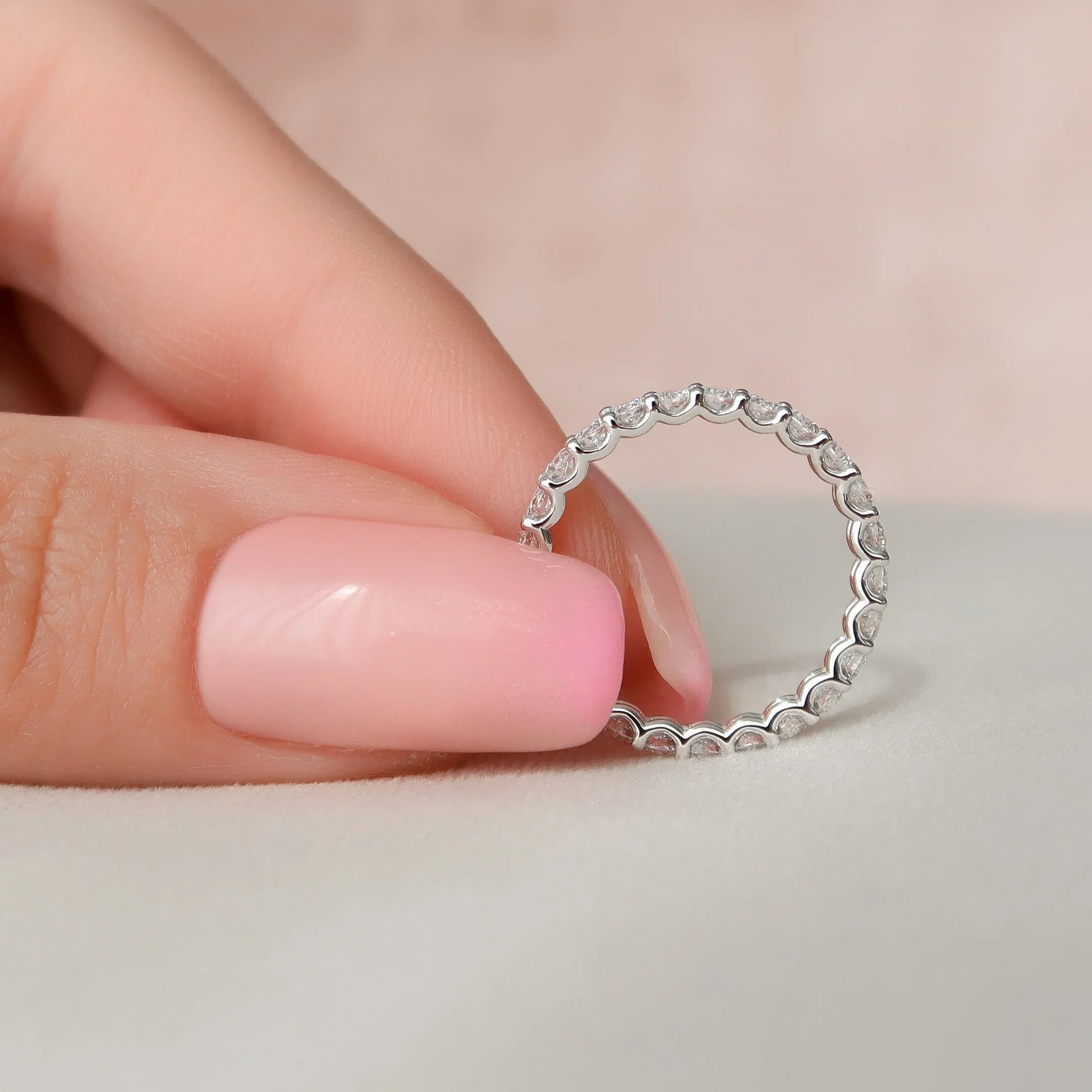 Round Lab Grown Diamond U Prong Eternity Band, EF Color, VS Clarity, IGI Certified Ring