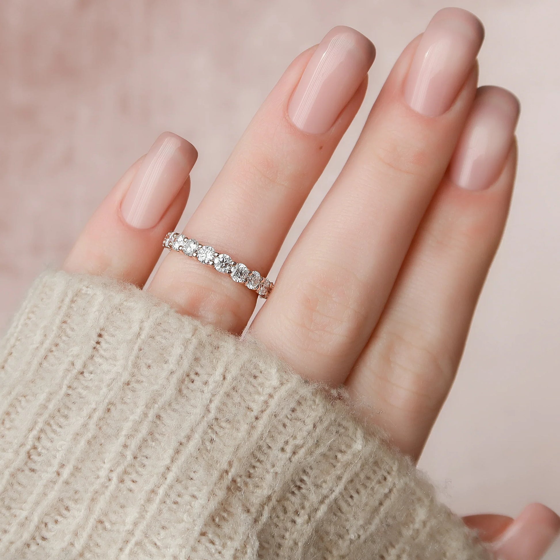 Round Lab Grown Diamond U Prong Eternity Band, EF Color, VS Clarity, IGI Certified Ring