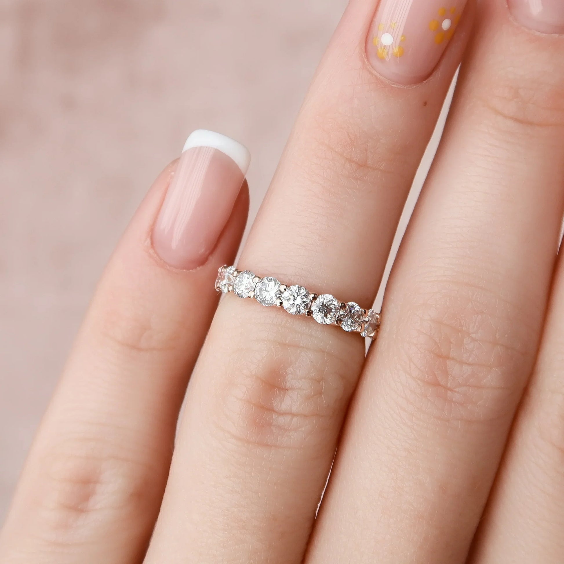 Round Lab Grown Diamond U Prong Eternity Band, EF Color, VS Clarity, IGI Certified Ring