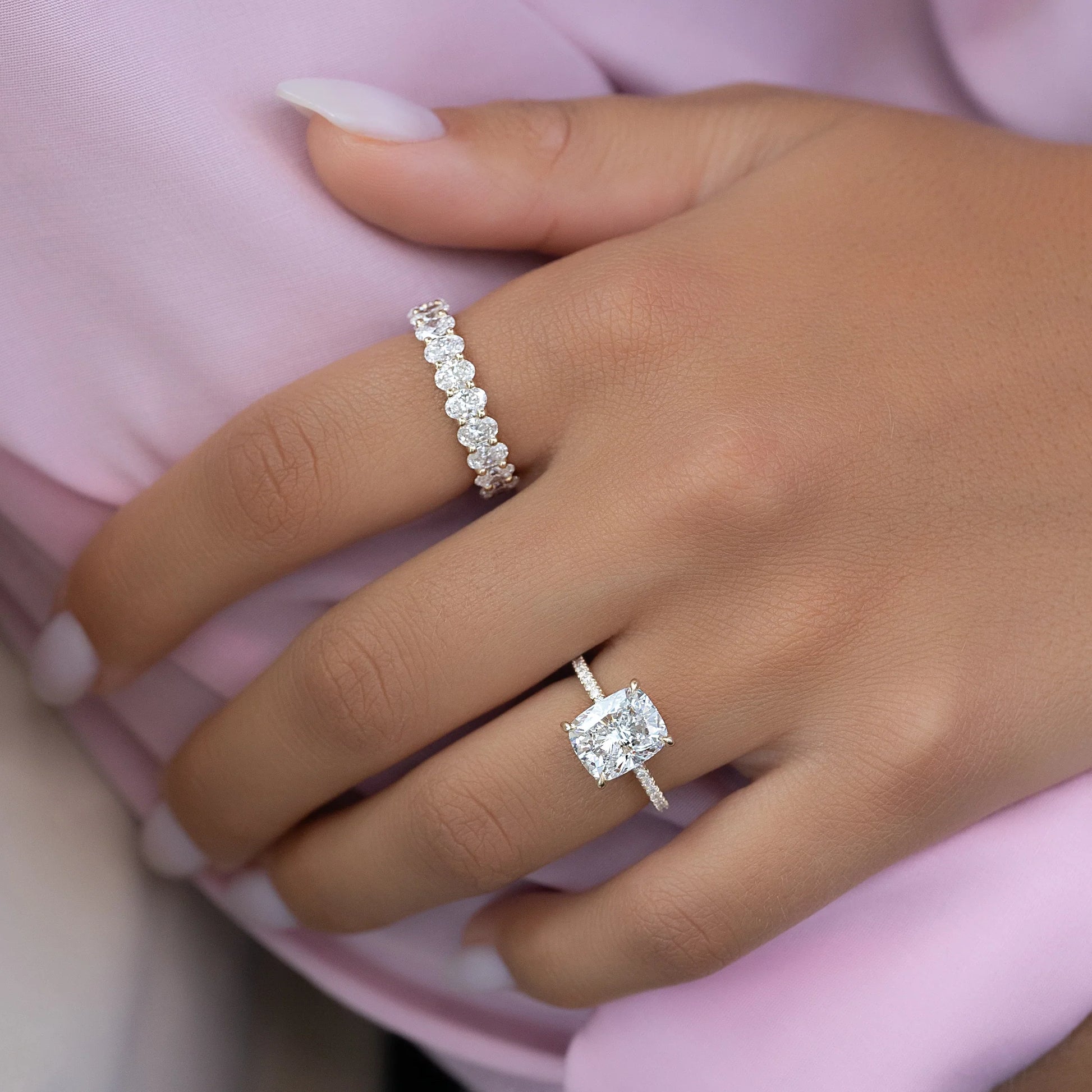 Oval Lab Grown Diamond U Prong Eternity Band, EF Color, VS Clarity, IGI Certified Ring