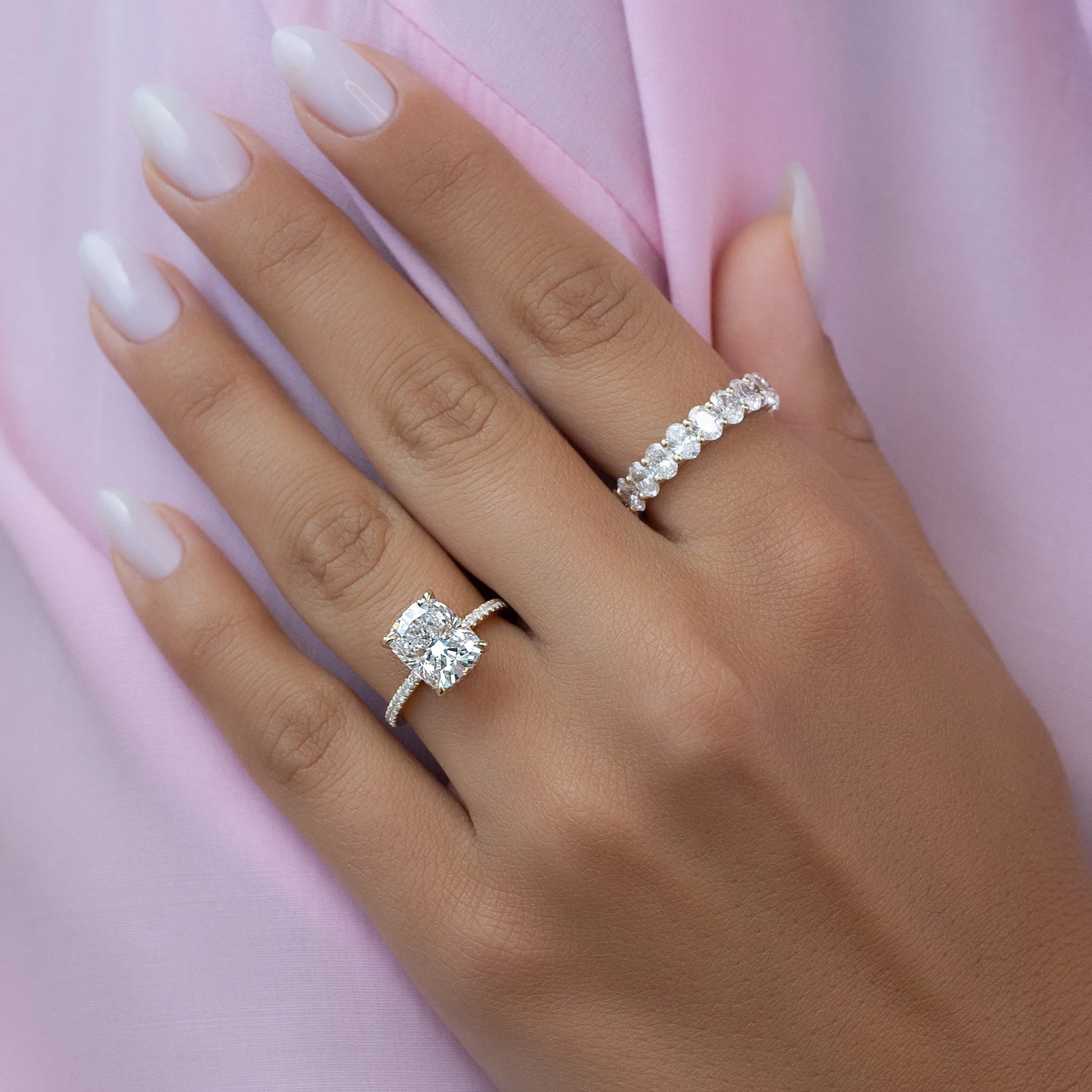 Oval Lab Grown Diamond U Prong Eternity Band, EF Color, VS Clarity, IGI Certified Ring