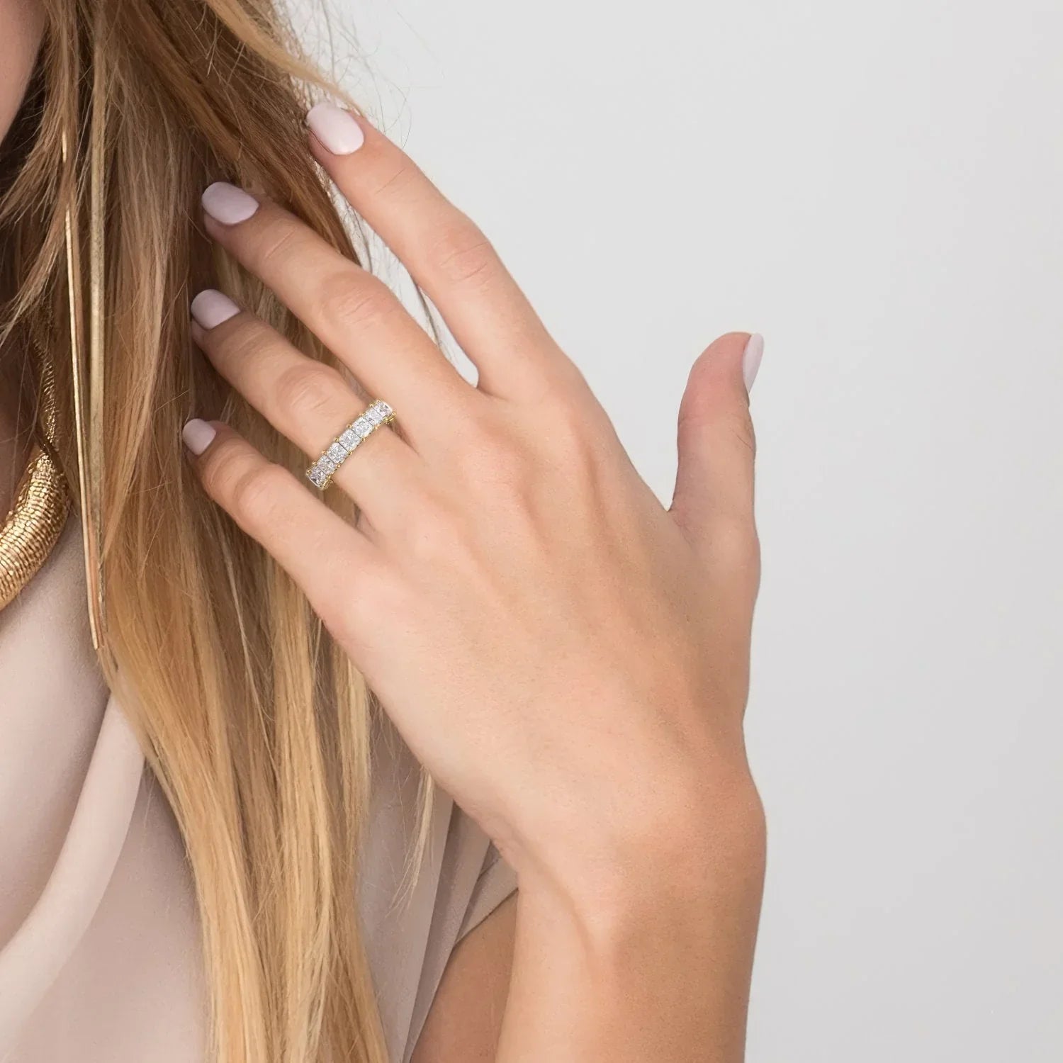 Princess Lab Grown Diamond U Prong Eternity Band, EF Color, VS Clarity, IGI Certified Ring