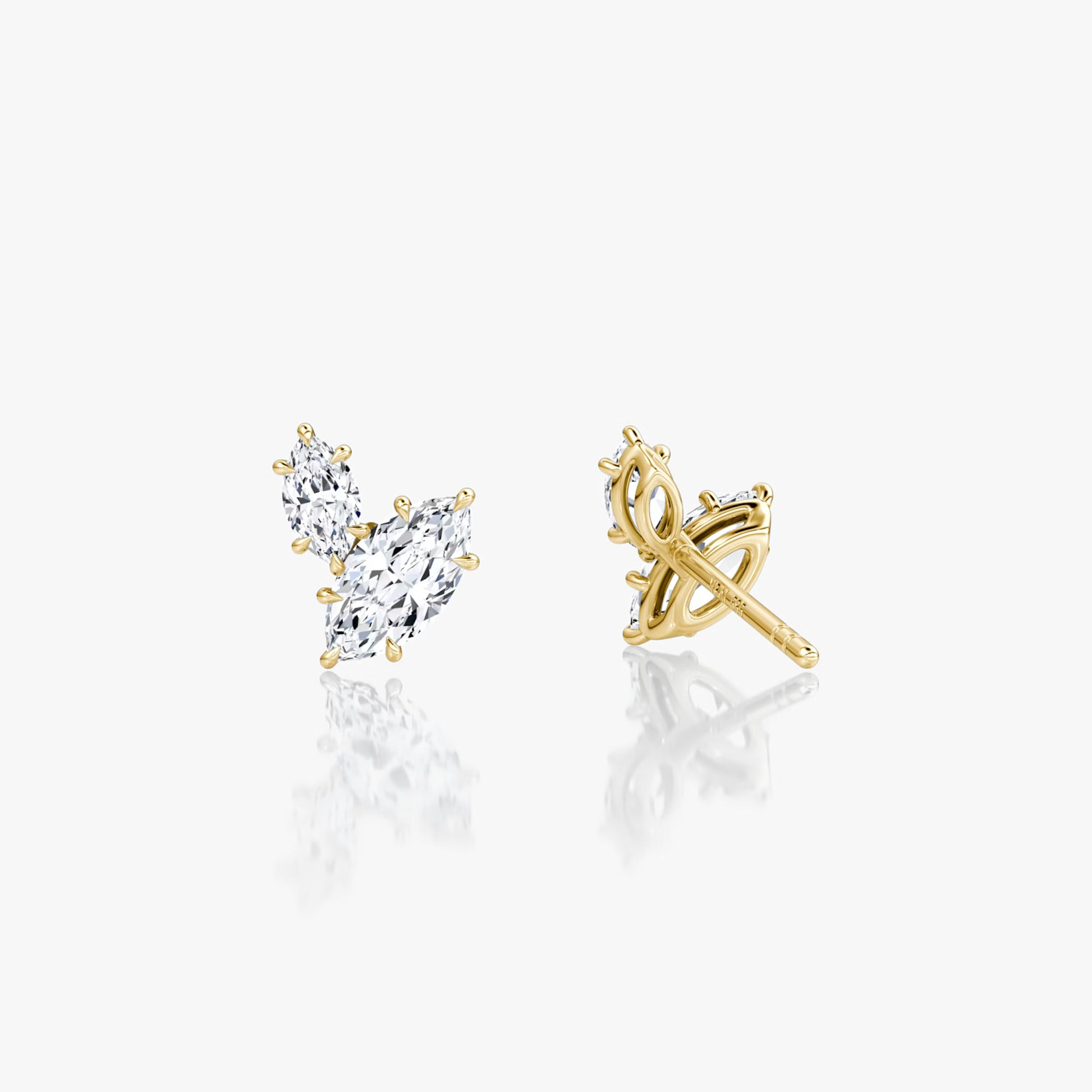 Yellow :: modern marquise toi et moi diamond stud earrings lab grown white gold contemporary fine jewelry