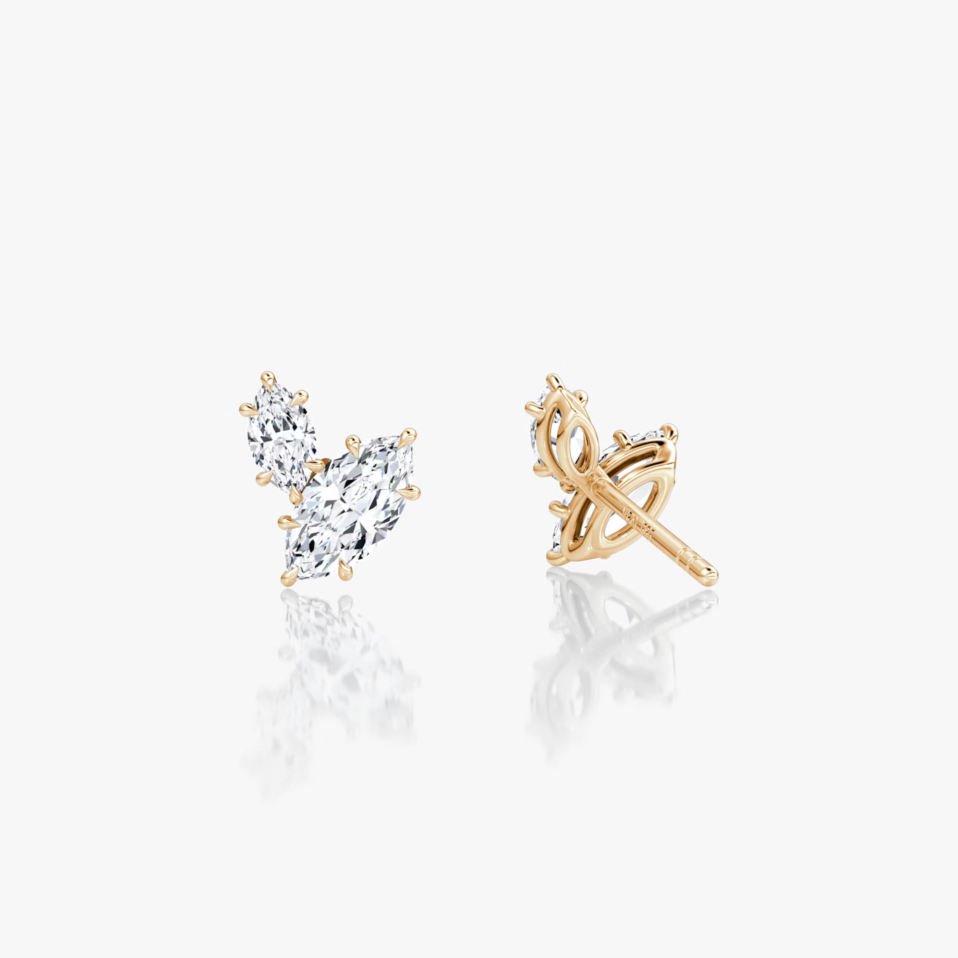 Rose :: fine jewelry marquise toi et moi lab grown diamond earrings two stone design white gold elegant style