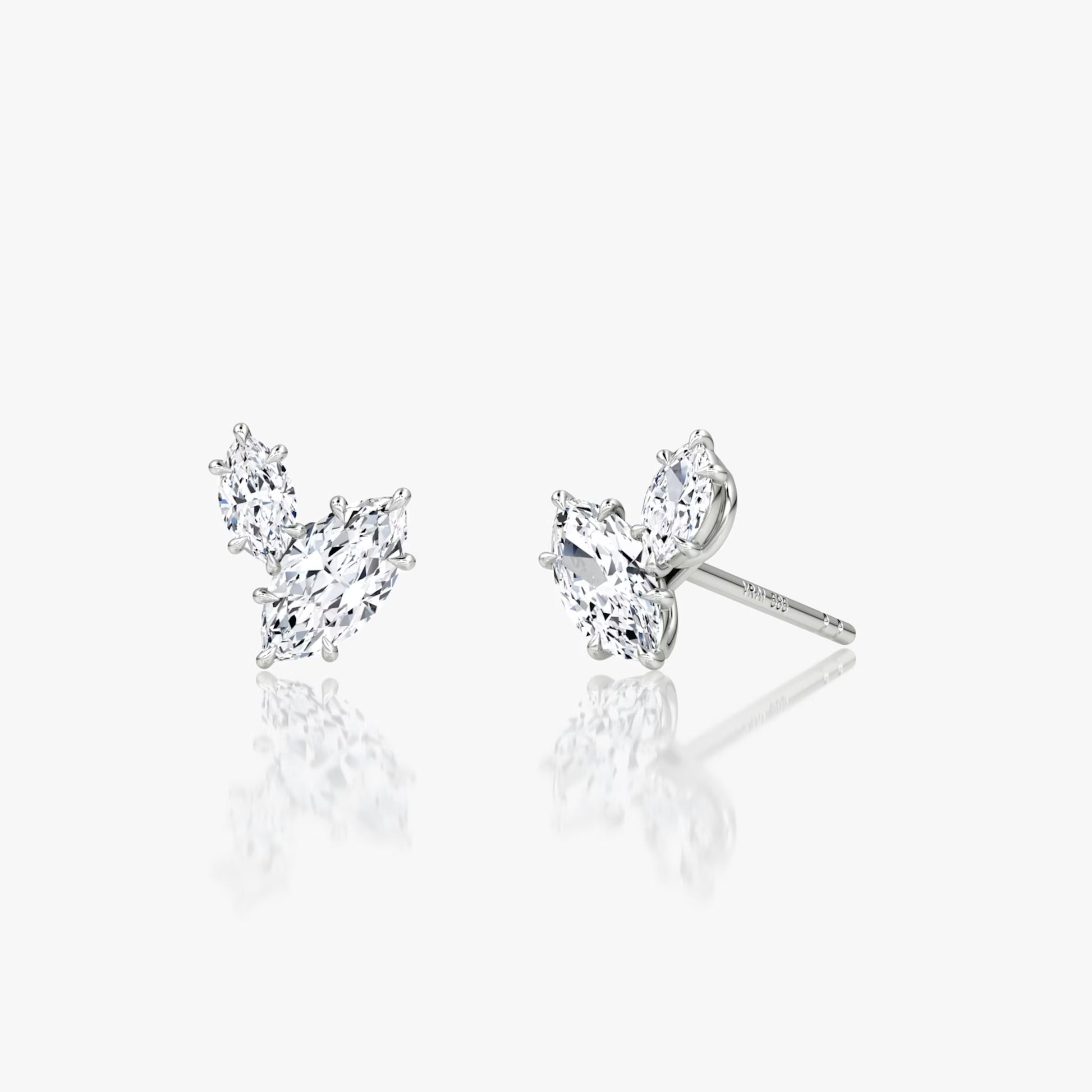 White :: marquise toi et moi lab grown diamond stud earrings two stone elongated design white gold elegant fine jewelry