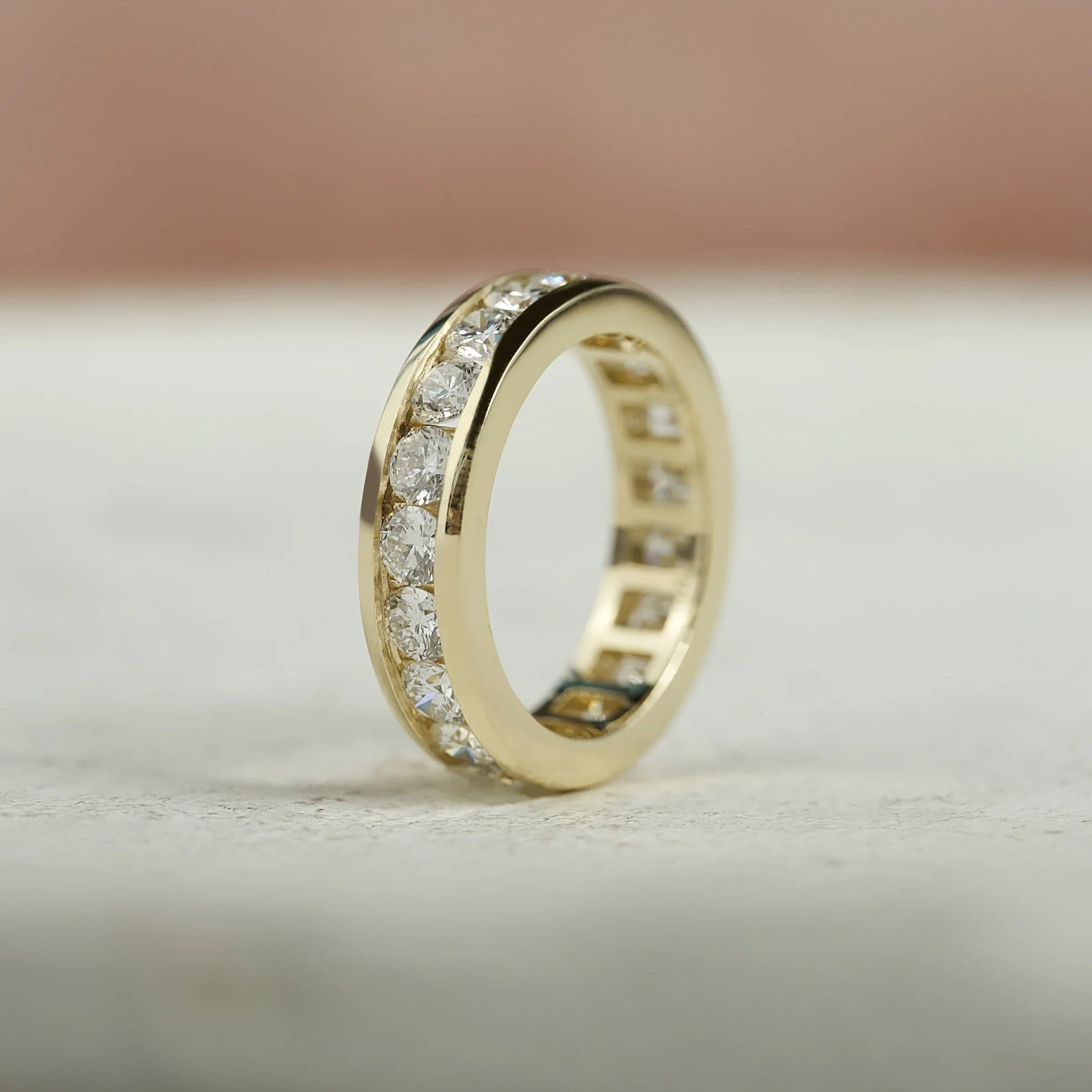 Round Lab Grown Diamond Channel Eternity Band, EF Color, VS Clarity, IGI Certified Ring