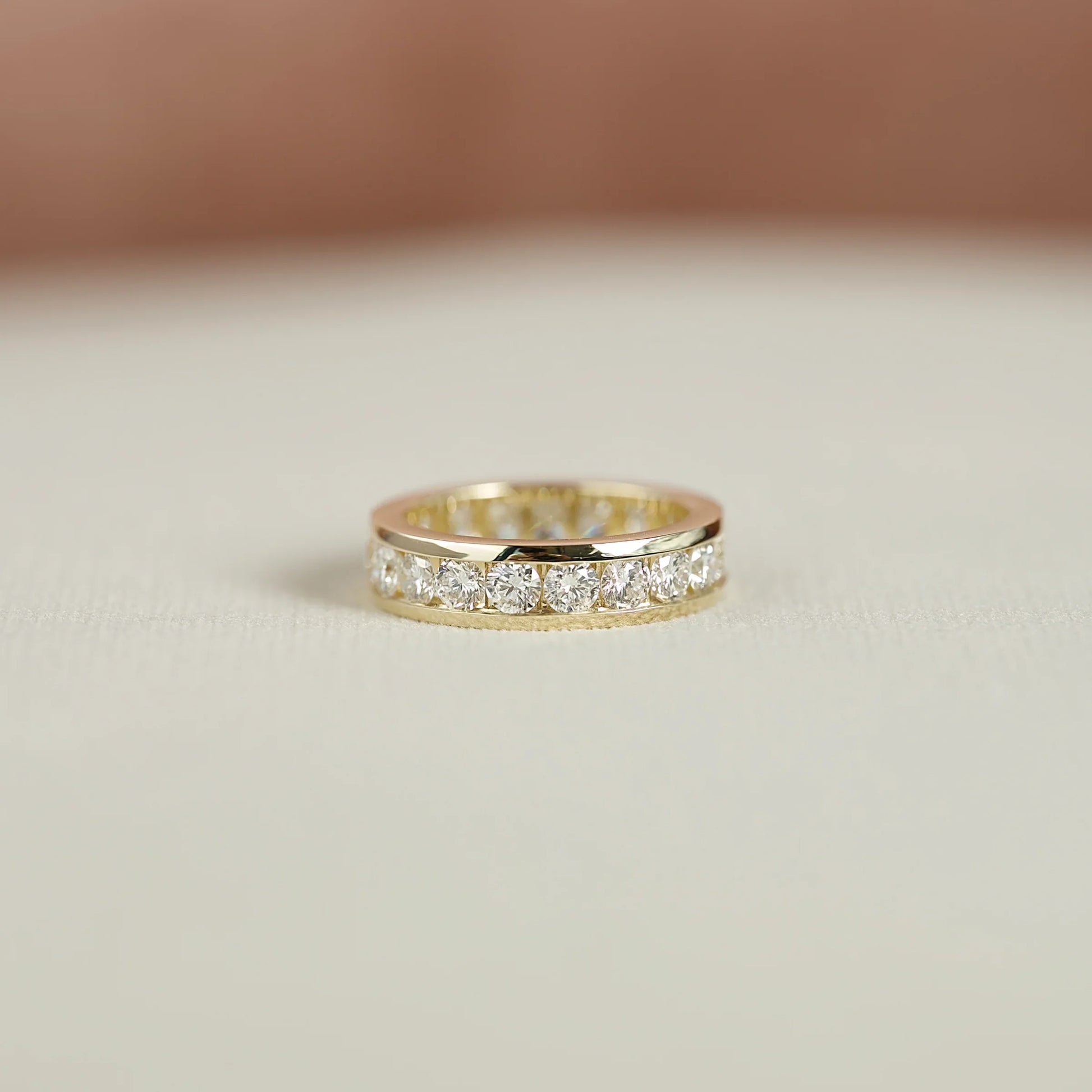 Round Lab Grown Diamond Channel Eternity Band, EF Color, VS Clarity, IGI Certified Ring