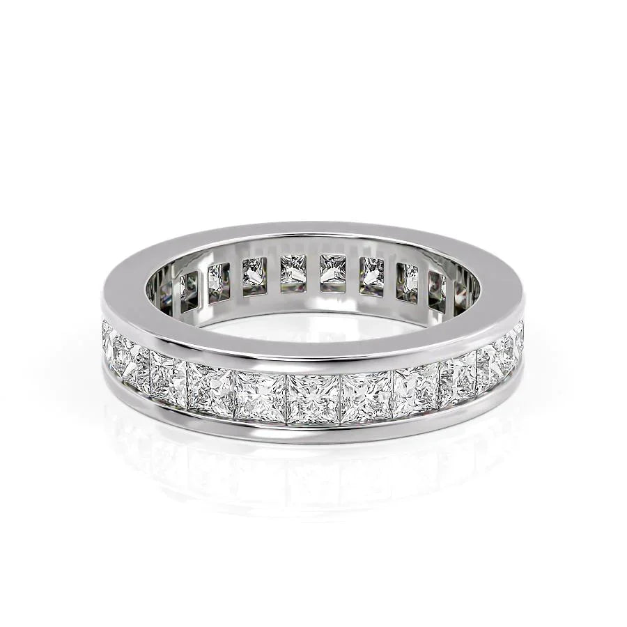 Princess Cut Lab Grown Diamond Channel Eternity Band, EF Color, VS Clarity, IGI Certified Ring