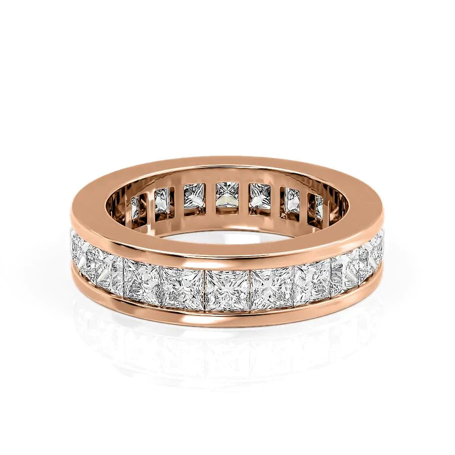Princess Cut Lab Grown Diamond Channel Eternity Band, EF Color, VS Clarity, IGI Certified Ring