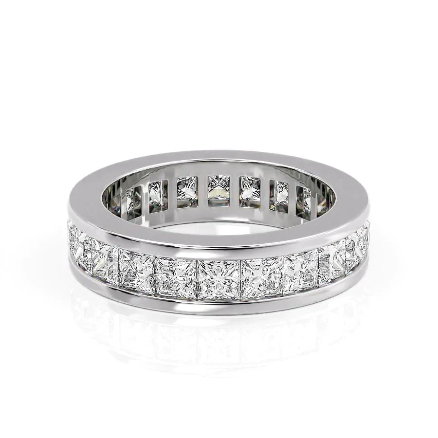 Princess Cut Lab Grown Diamond Channel Eternity Band, EF Color, VS Clarity, IGI Certified Ring
