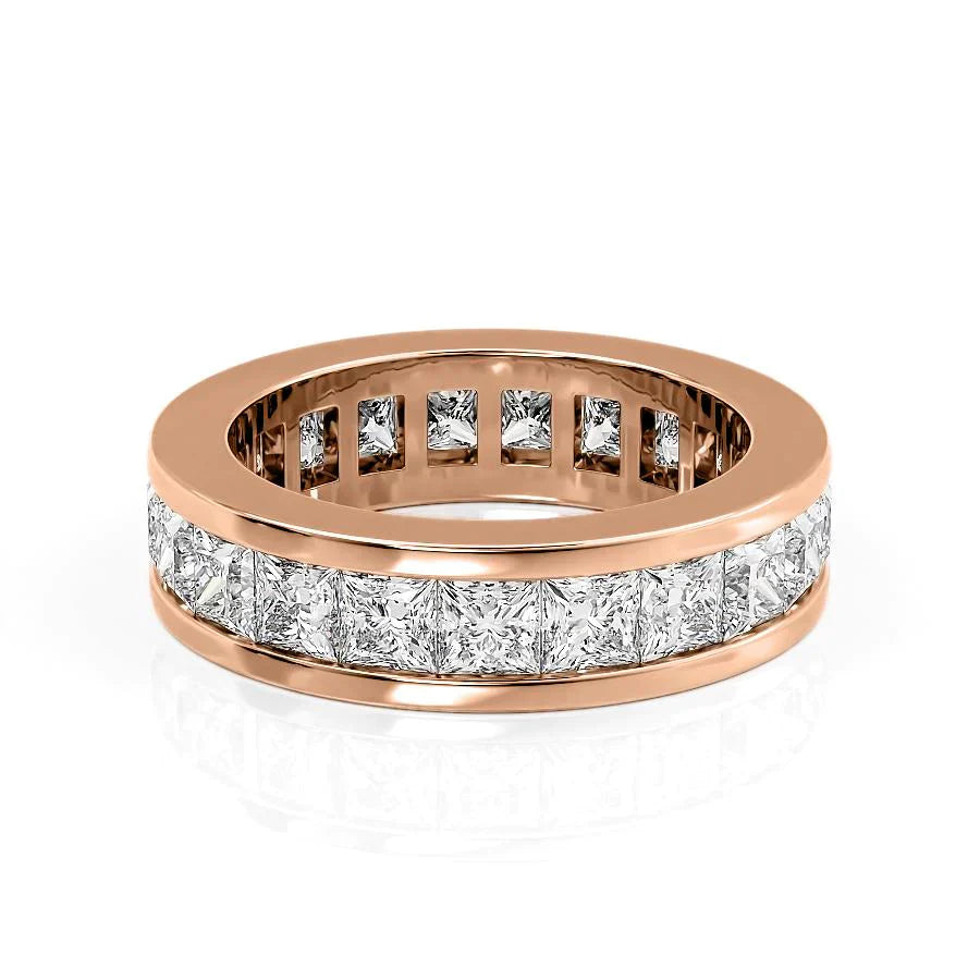 Princess Cut Lab Grown Diamond Channel Eternity Band, EF Color, VS Clarity, IGI Certified Ring