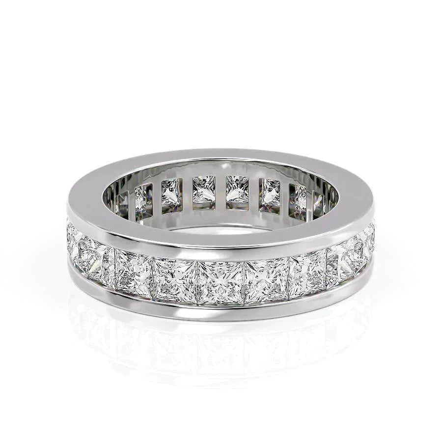 Princess Cut Lab Grown Diamond Channel Eternity Band, EF Color, VS Clarity, IGI Certified Ring