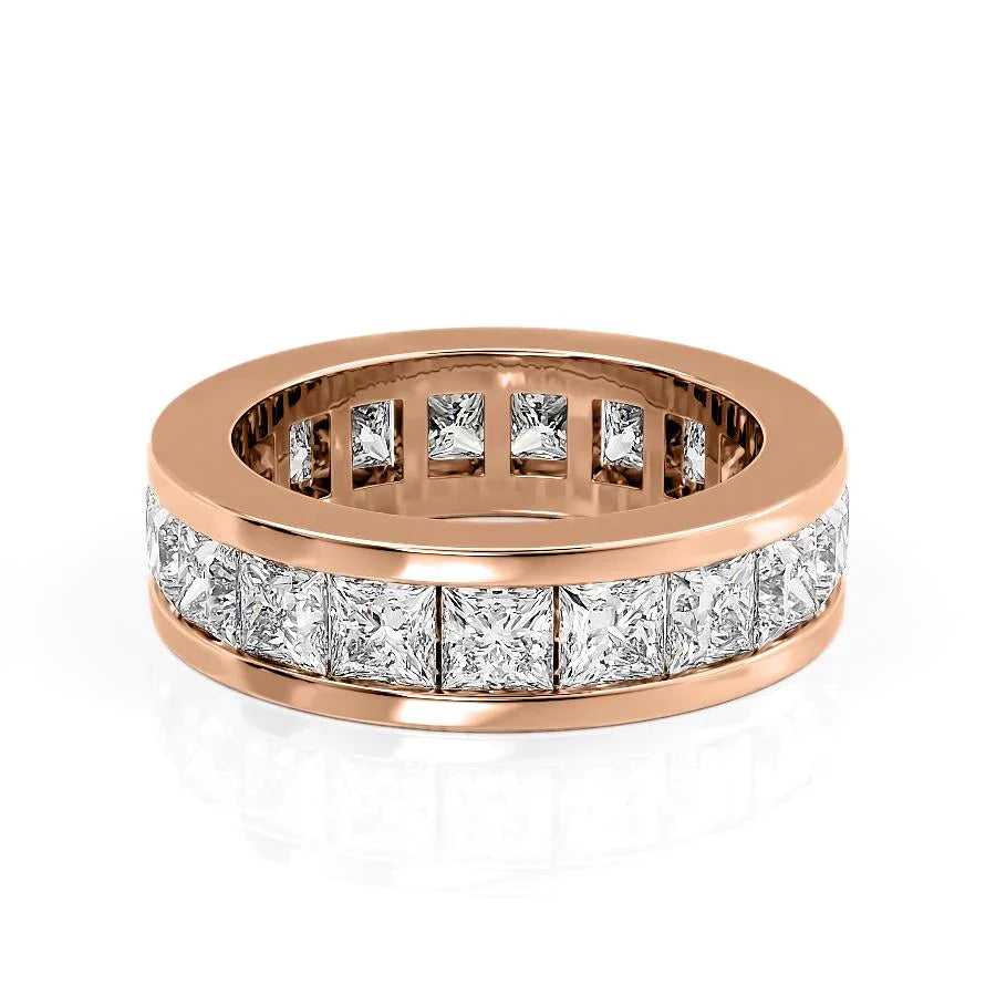 Princess Cut Lab Grown Diamond Channel Eternity Band, EF Color, VS Clarity, IGI Certified Ring