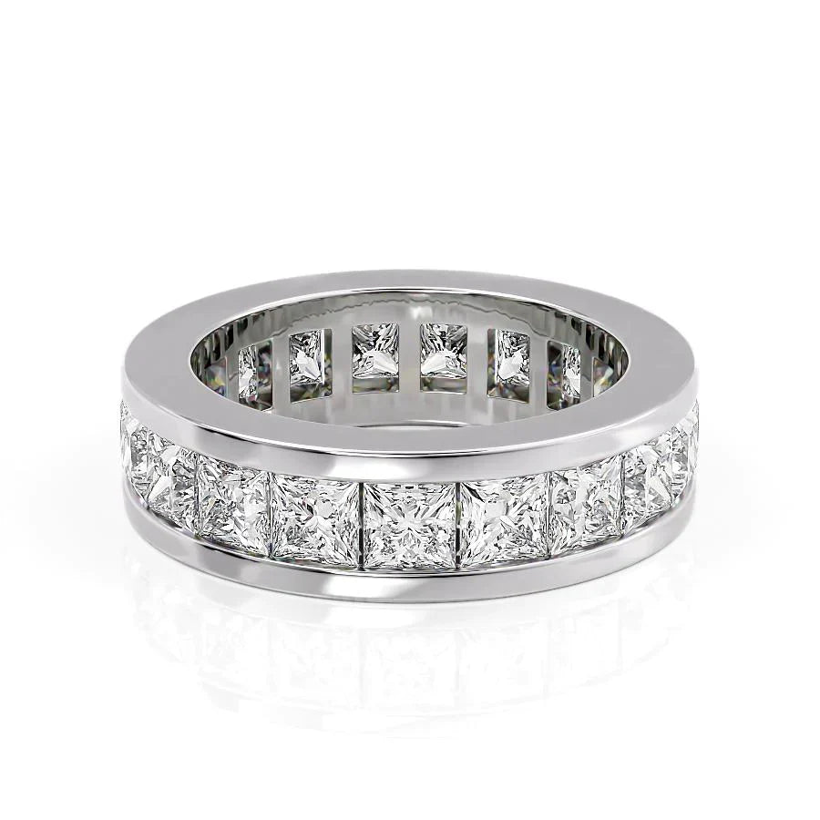 Princess Cut Lab Grown Diamond Channel Eternity Band, EF Color, VS Clarity, IGI Certified Ring
