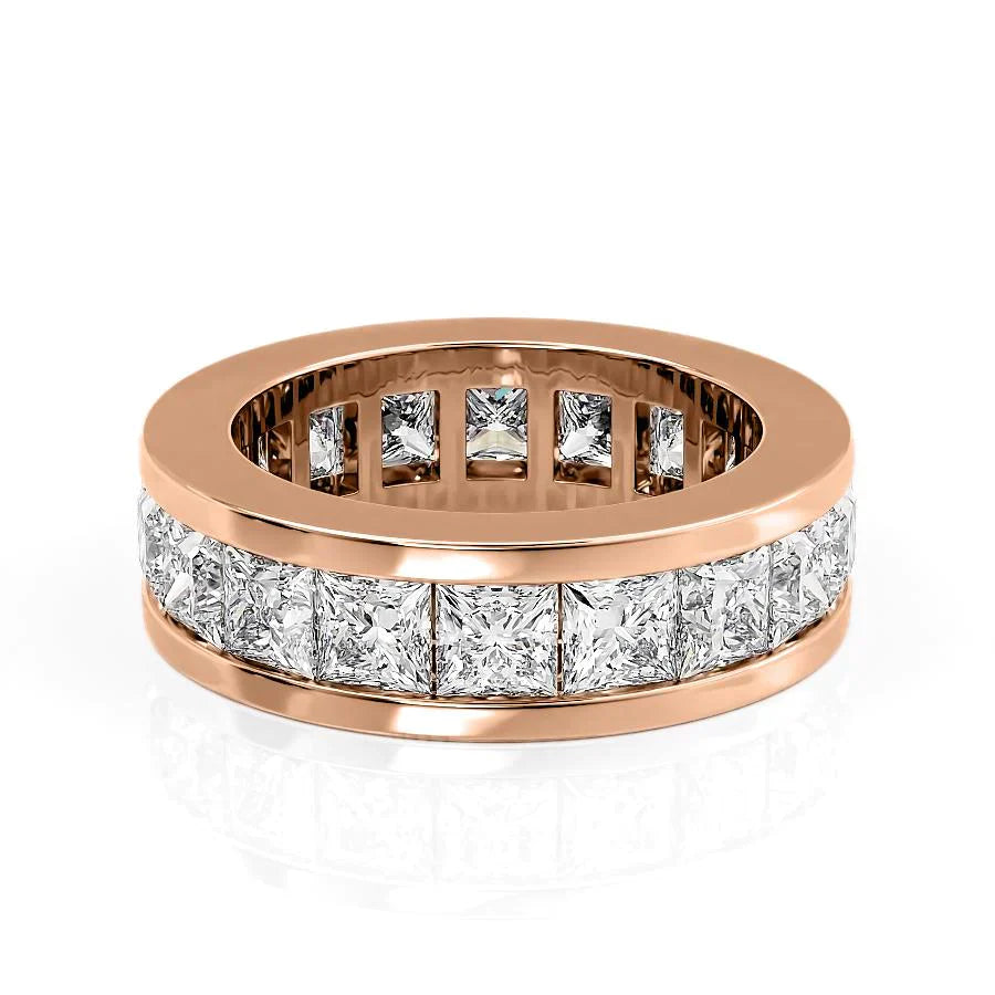 Princess Cut Lab Grown Diamond Channel Eternity Band, EF Color, VS Clarity, IGI Certified Ring