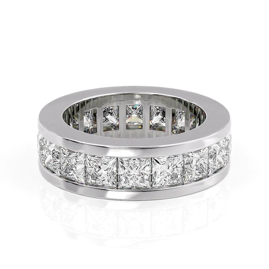 Princess Cut Lab Grown Diamond Channel Eternity Band, EF Color, VS Clarity, IGI Certified Ring