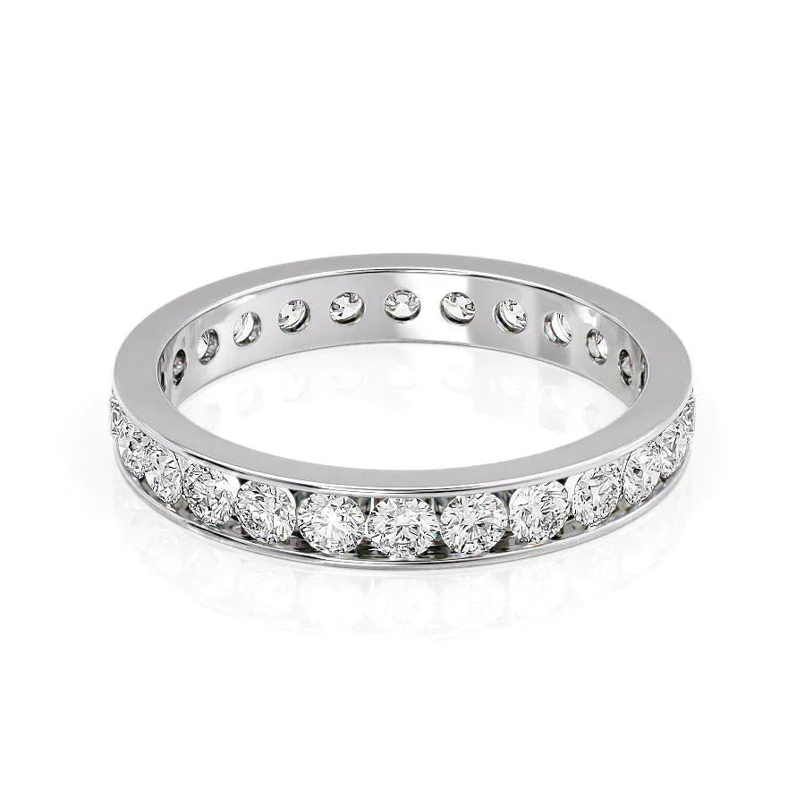 Round Lab Grown Diamond Channel Eternity Band, EF Color, VS Clarity, IGI Certified Ring