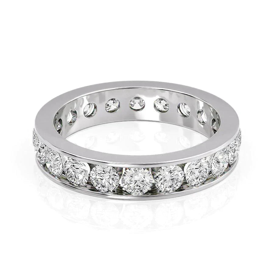 Round Lab Grown Diamond Channel Eternity Band, EF Color, VS Clarity, IGI Certified Ring