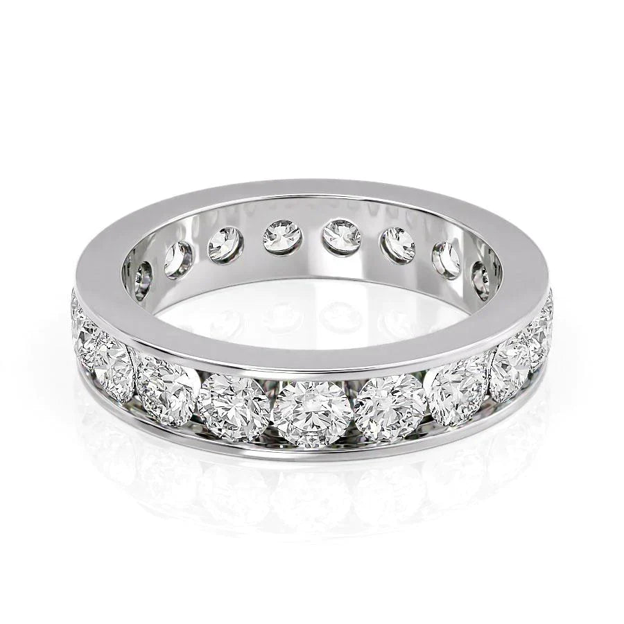 Round Lab Grown Diamond Channel Eternity Band, EF Color, VS Clarity, IGI Certified Ring