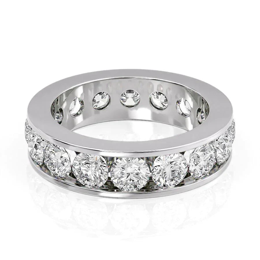 Round Lab Grown Diamond Channel Eternity Band, EF Color, VS Clarity, IGI Certified Ring